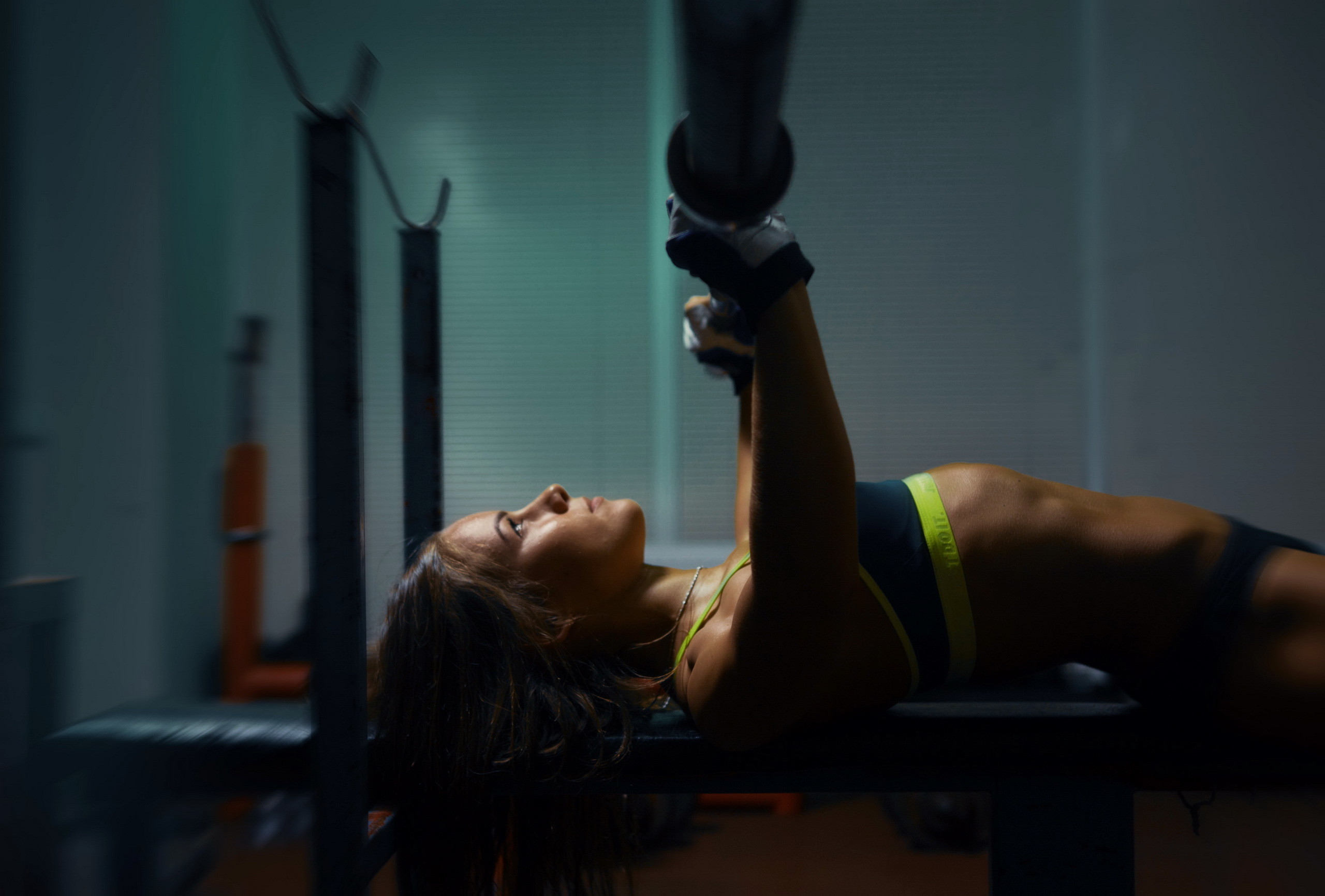 Panca, Allenamento, Donna, Palestra, 2K, sfondo per PC