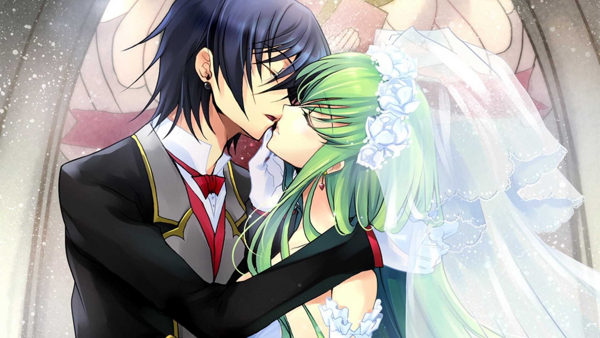 Lelouch Lamperouge, C.C., Code Geass, Bacio, Abito da sposa, Full HD 1080p, sfondo desktop