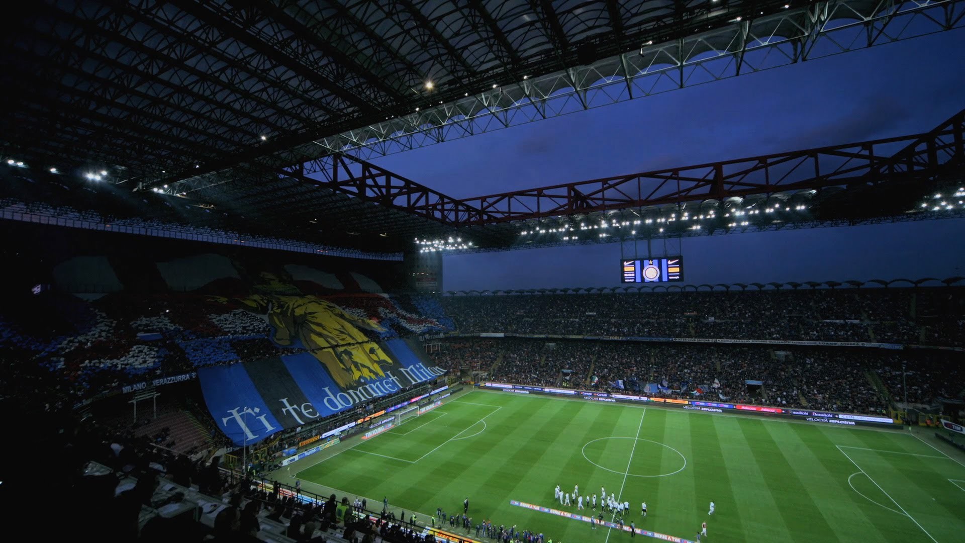 Stadio San Siro, Inter, Coreografia, Notte, Full HD, sfondo desktop