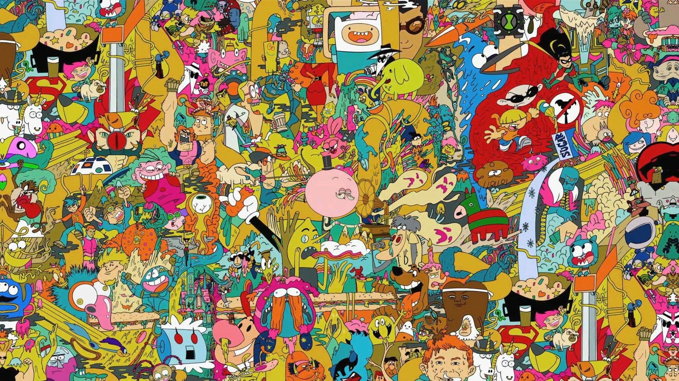 Personaggi cartoon, Collage, Colorato, Full HD, sfondo per PC