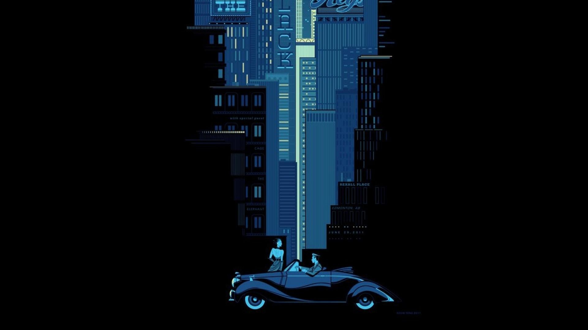 Pixel art, Grattacieli, Auto d'epoca, Notte, Verticale, 1920x1080, sfondo per PC
