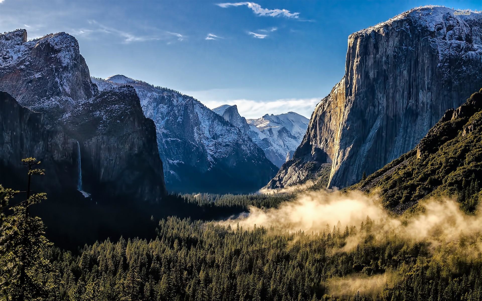 Yosemite, El Capitan, OS X Yosemite, Valle, Montagne, Nebbia, sfondo Mac Full HD