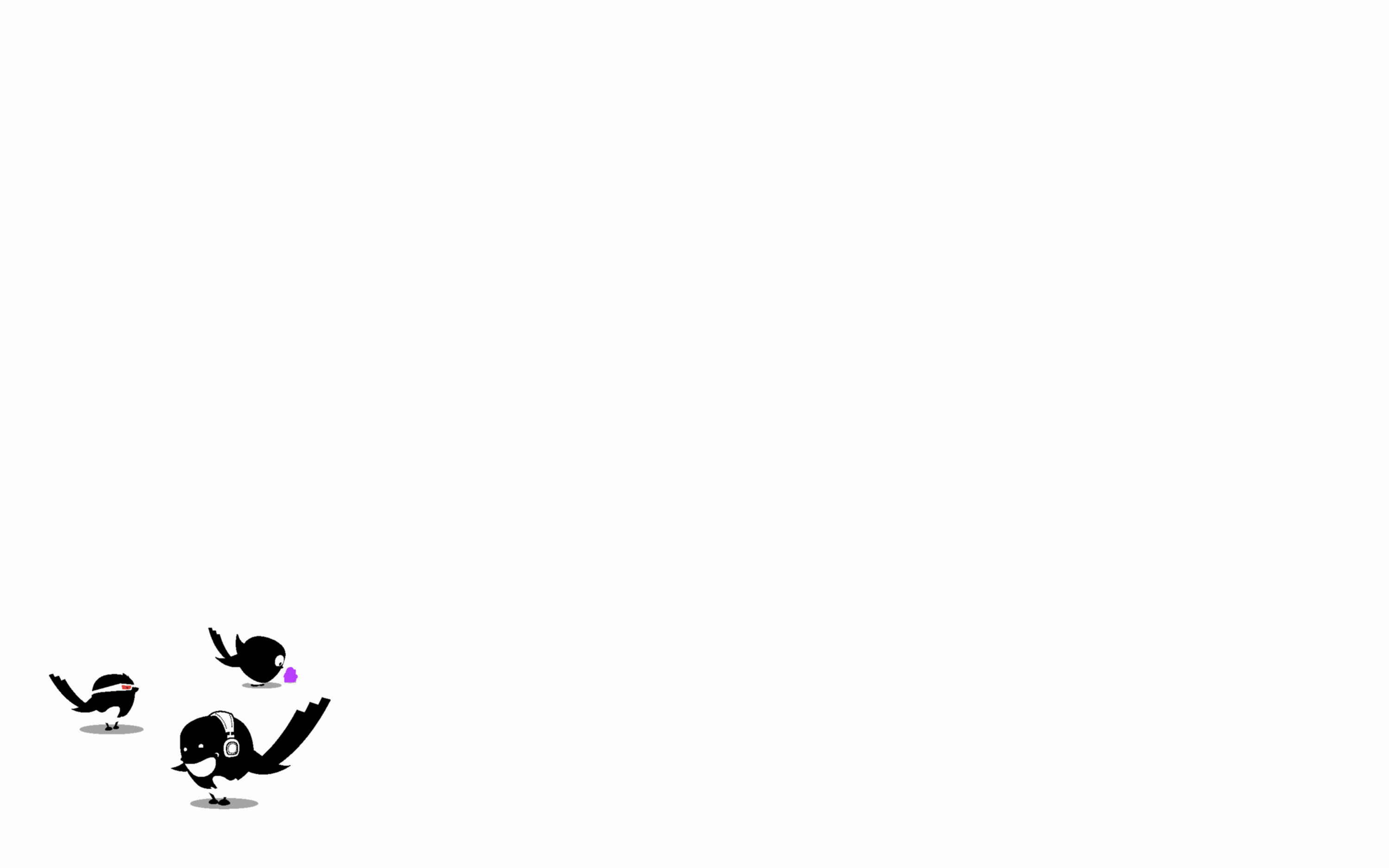 Uccellini, Illustrazione, Sfondo bianco, Minimalista, 2K, wallpaper per computer