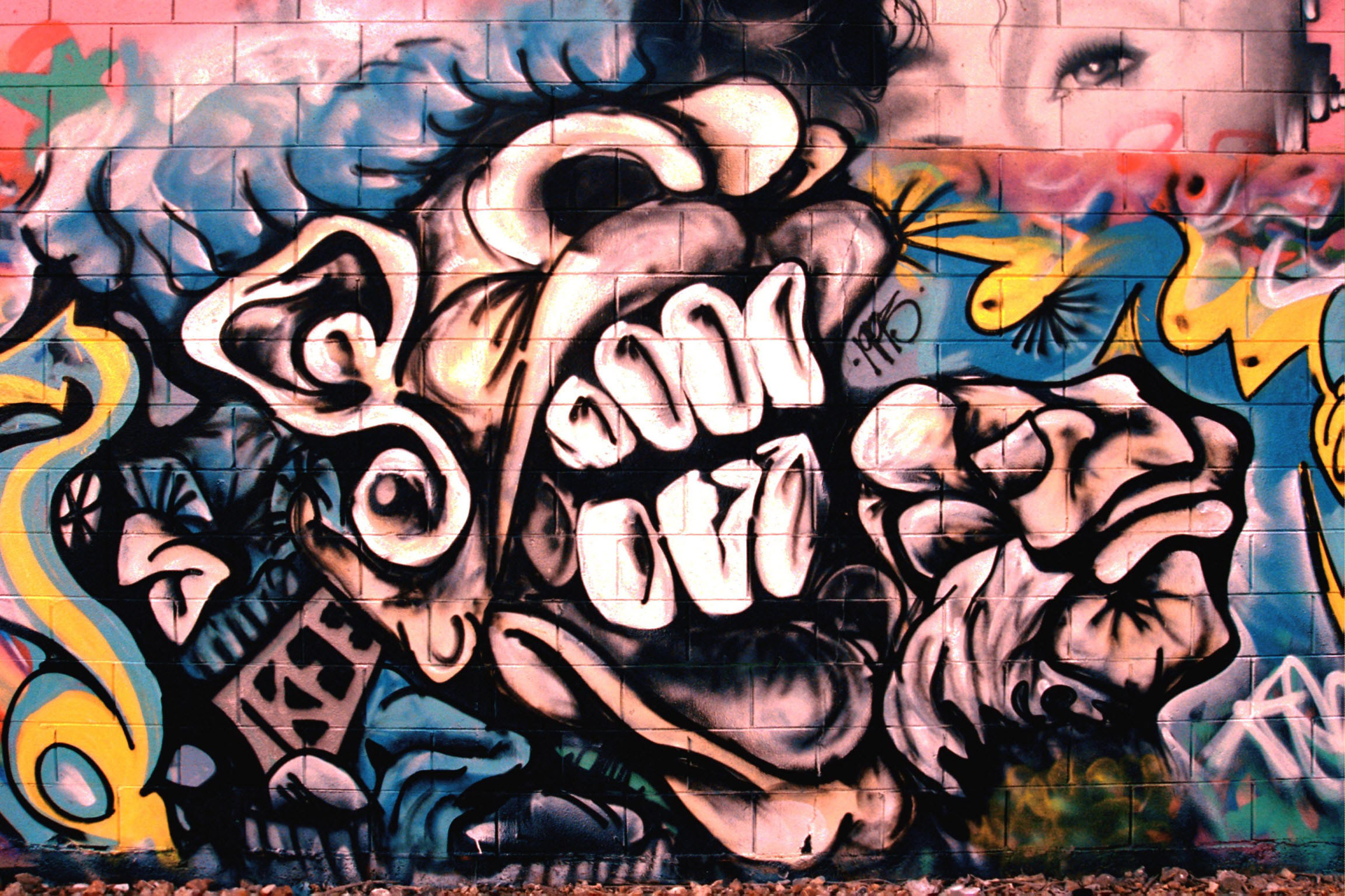Graffiti, Personaggio cartoon, Street art, Murale, Full HD, sfondo desktop