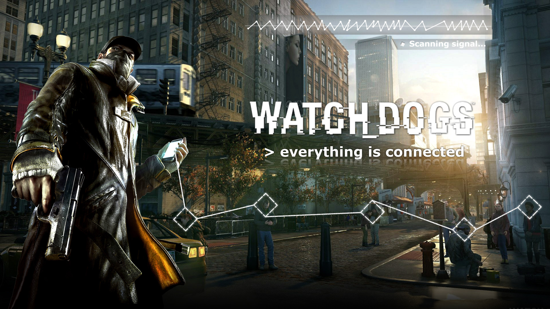 Aiden Pearce, Watch Dogs, Everything is connected, Pistola, Full HD, sfondo desktop