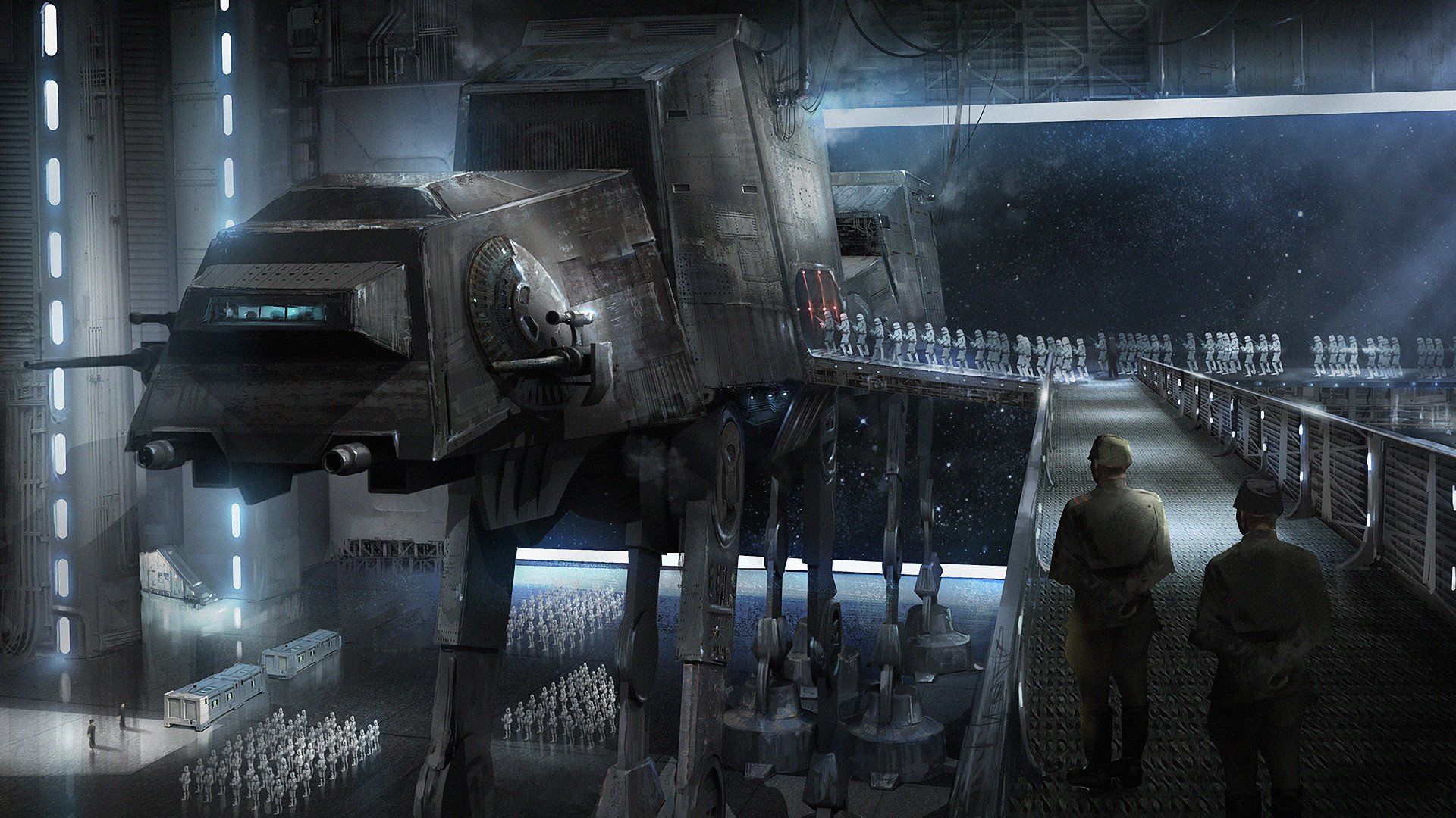 AT-ACT, Hangar imperiale, Rogue One: A Star Wars Story, Arte concettuale, sfondo Windows 11