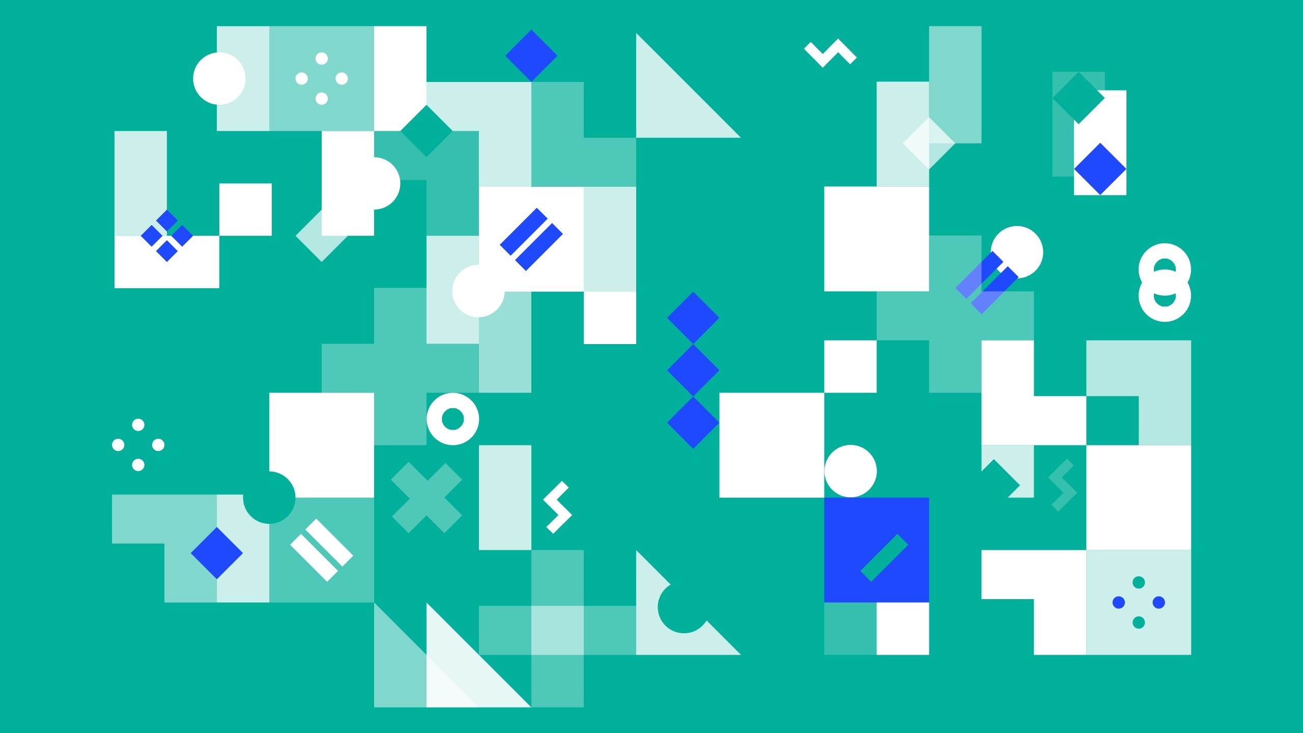 Forme geometriche, Quadrati, Verde acqua, 2560x1440, sfondo per PC
