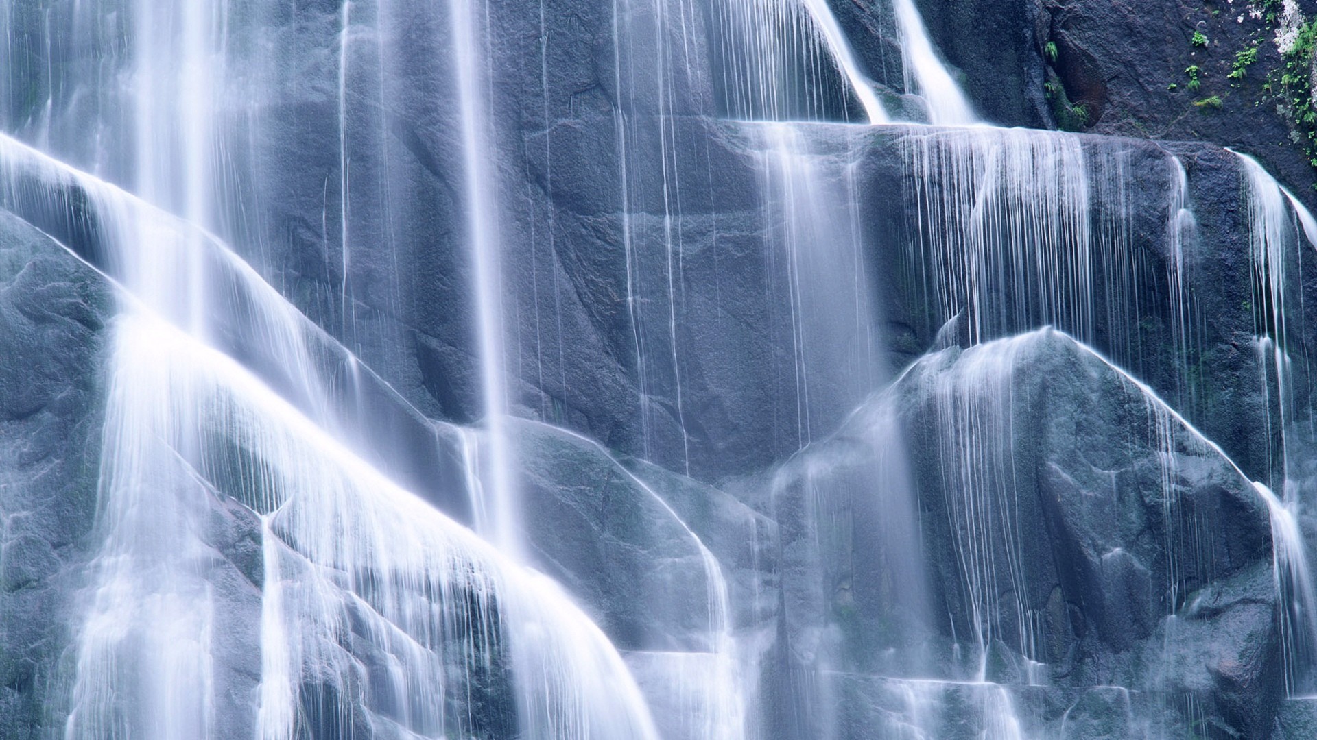 Cascata, Rocce, Lunga esposizione, 16:9 Full HD, wallpaper widescreen