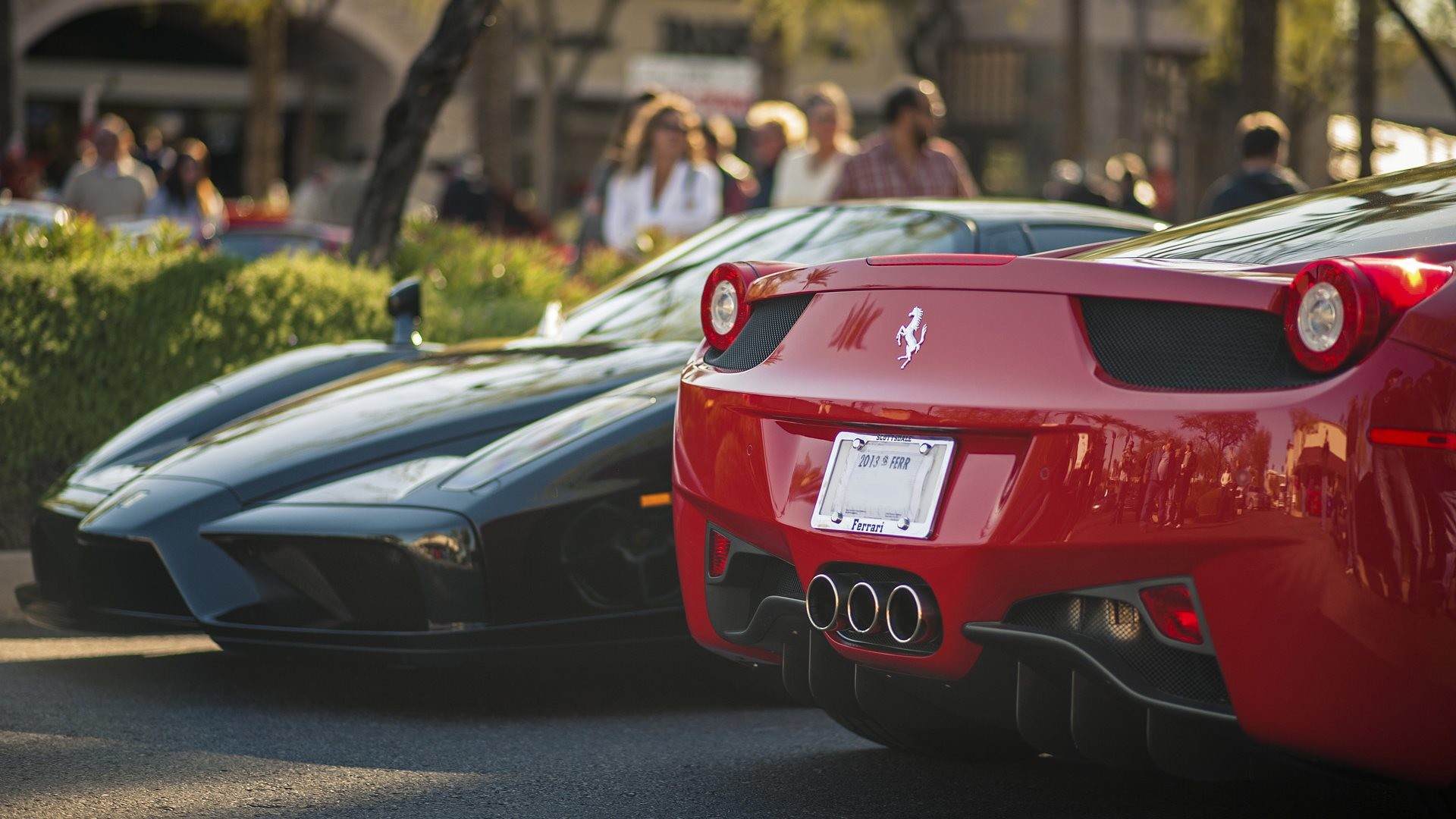 Ferrari 458 Italia, Ferrari Enzo, Ferrari, Vista posteriore, 1920x1080, sfondo per PC