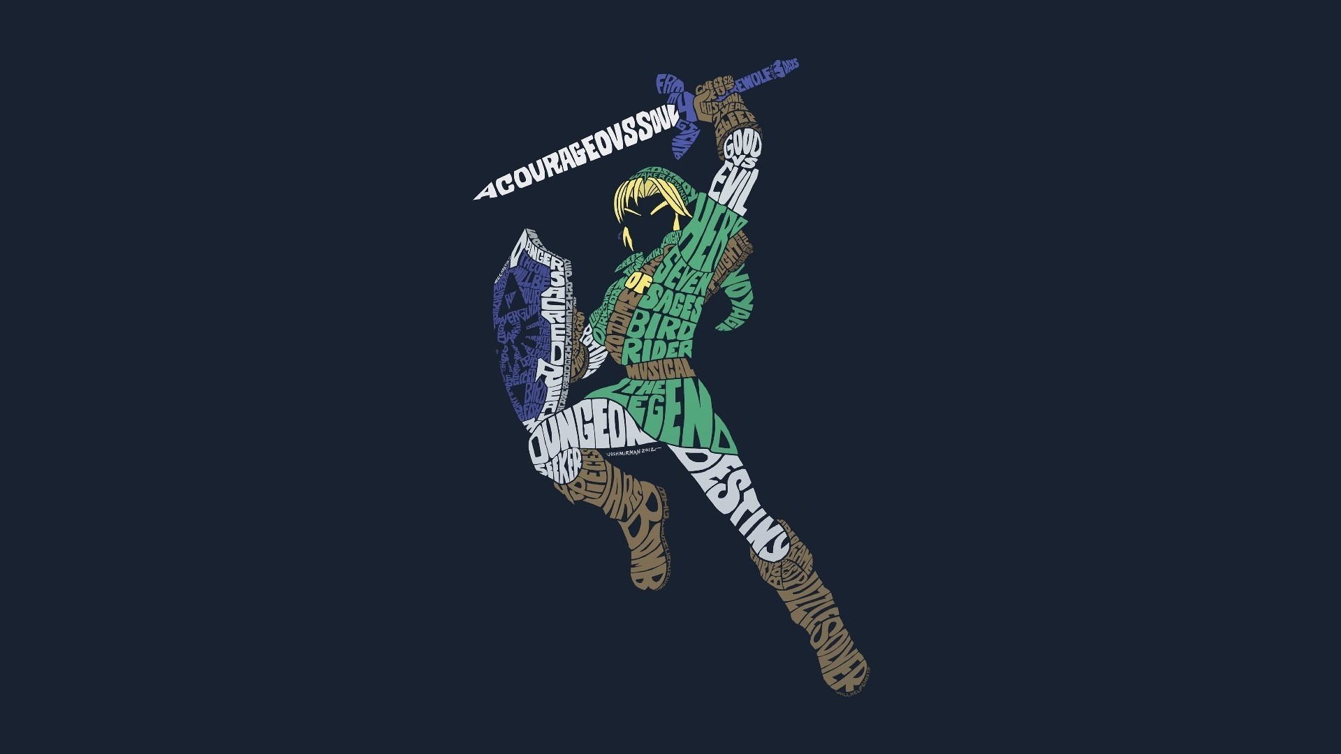 Link, The Legend of Zelda, Tipografia, Sfondo scuro, Full HD, wallpaper per PC