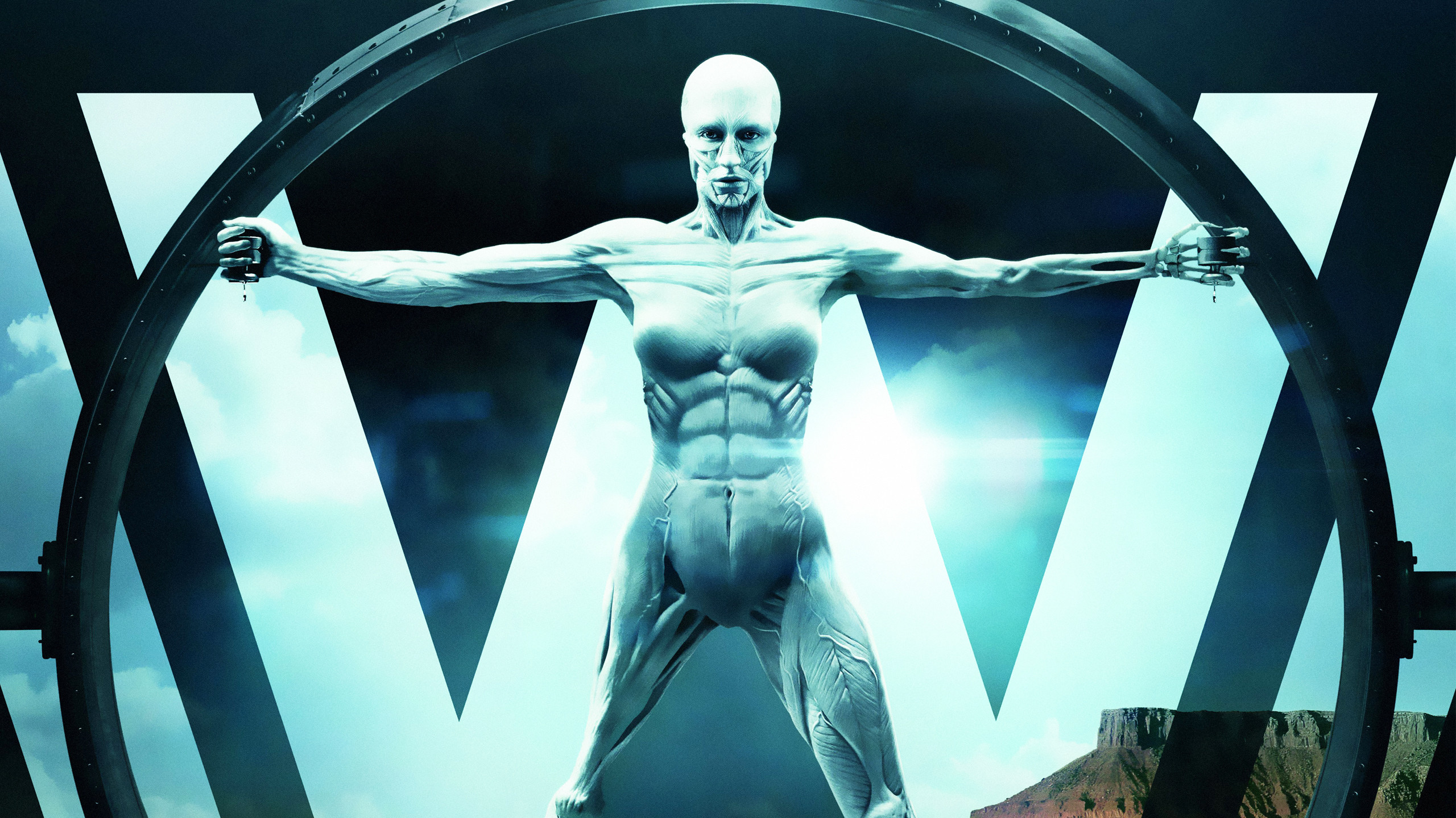 Westworld, Androide, Uomo vitruviano, Logo, 16:9 2K, sfondo widescreen