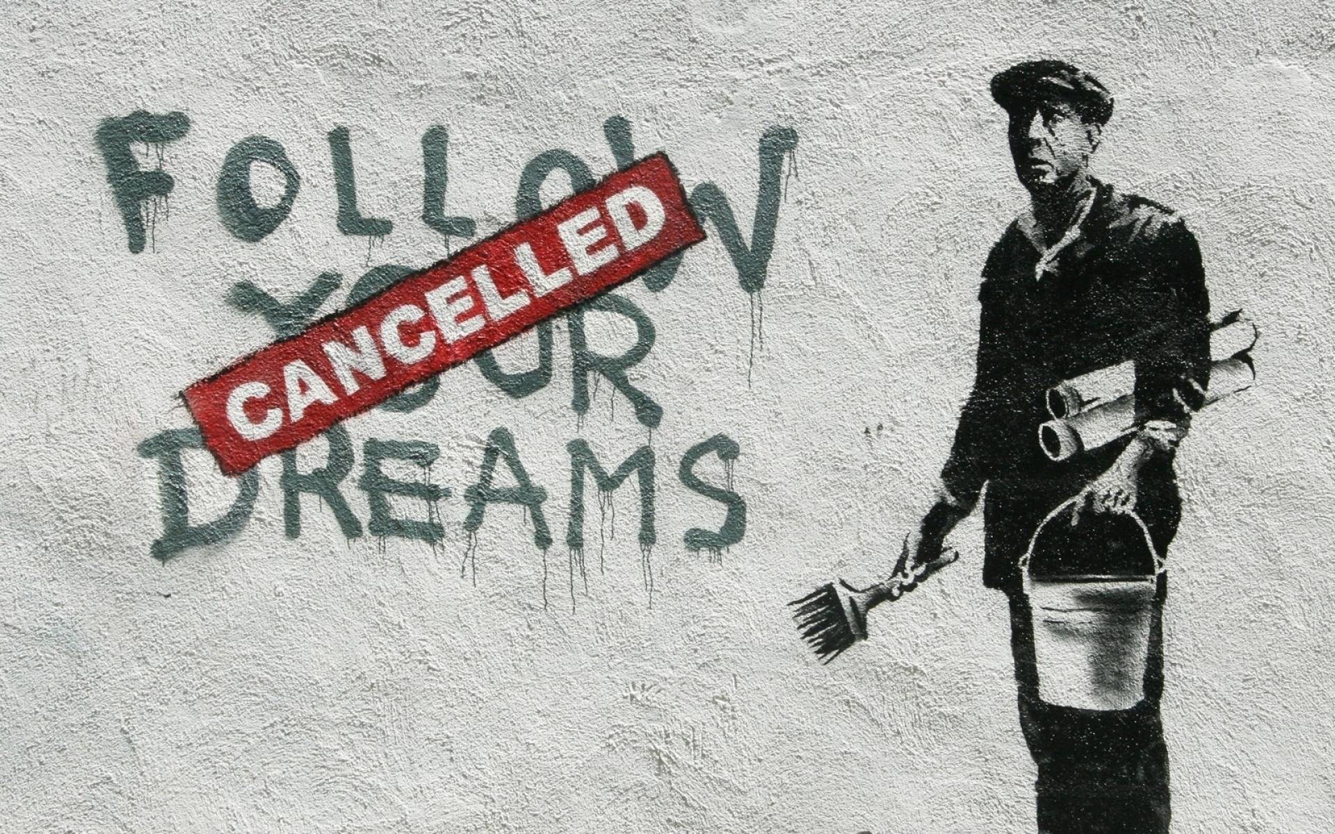 Follow Your Dreams (Cancelled), Banksy, Street art, Stencil, Boston, sfondo Full HD per portatile