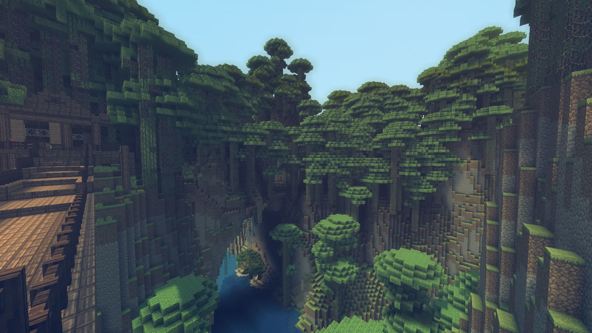 Minecraft, Giungla, Canyon, Fiume, Full HD 1080p, sfondo desktop