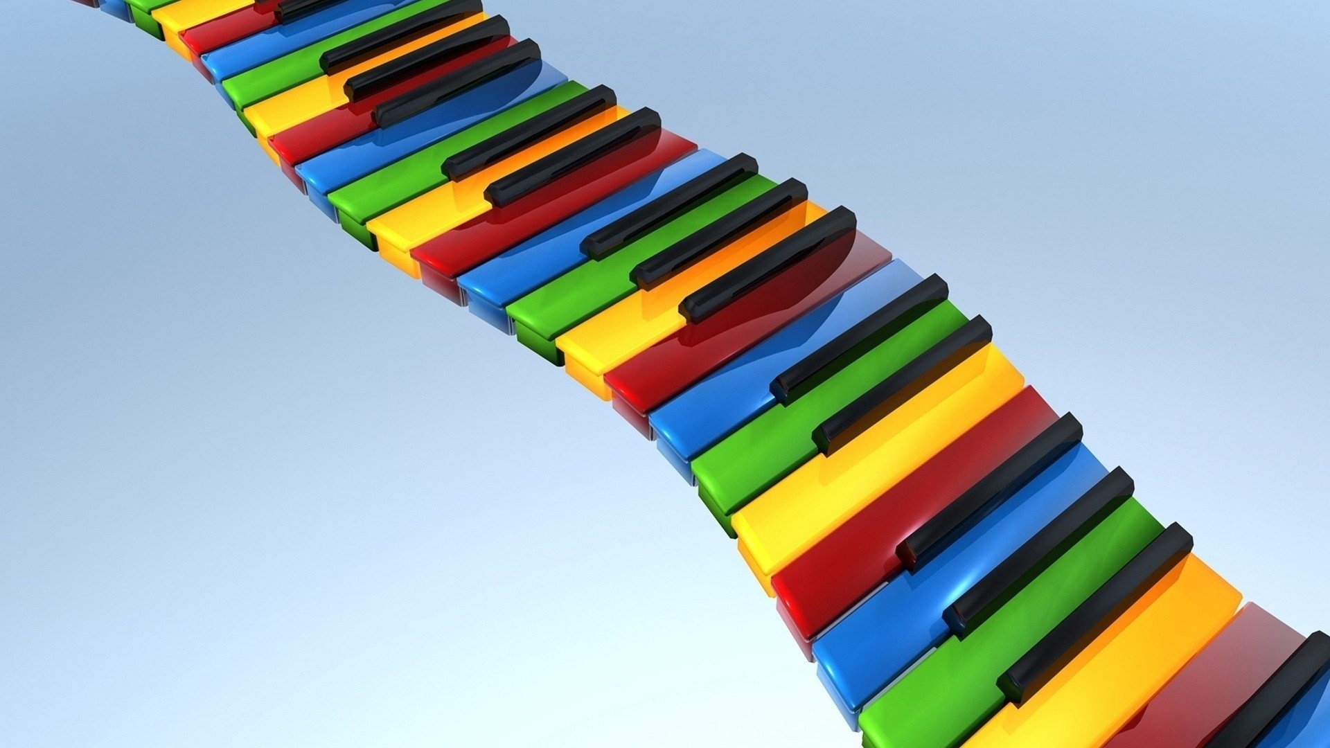 Tastiera di pianoforte, Tasti colorati, Arte 3D, Cielo, Full HD, sfondo Windows 11