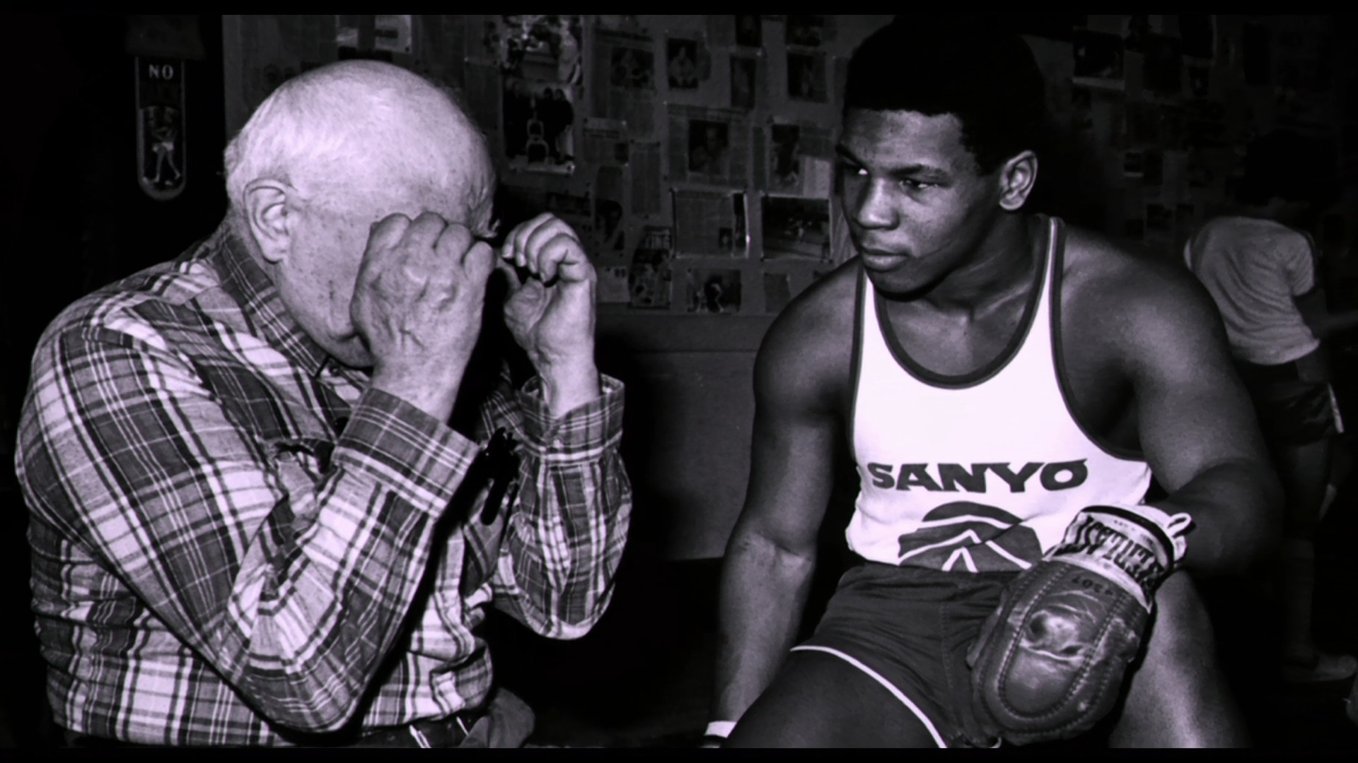 Mike Tyson, Cus D'Amato, Allenatore, Palestra, Bianco e nero, Full HD, wallpaper per portatile