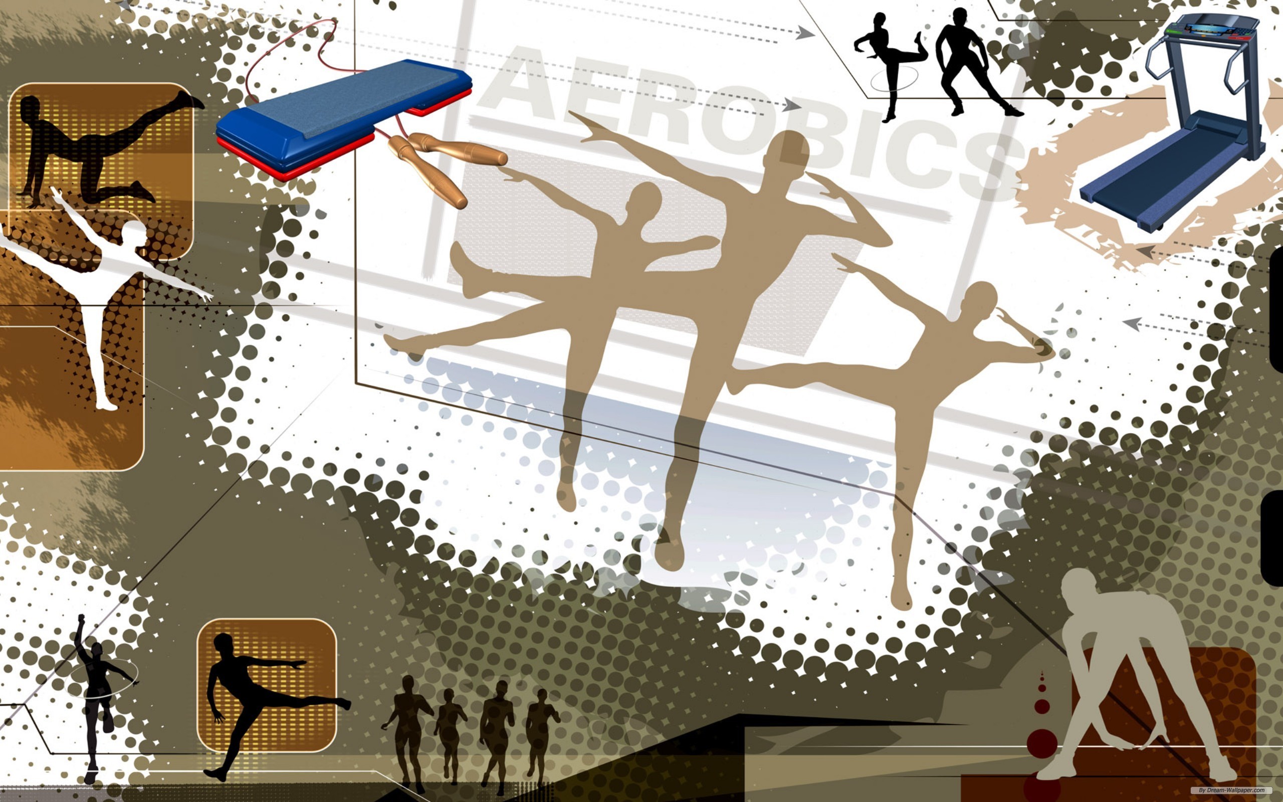 Aerobica, Fitness, Grafica, Silhouette, 2K, sfondo desktop