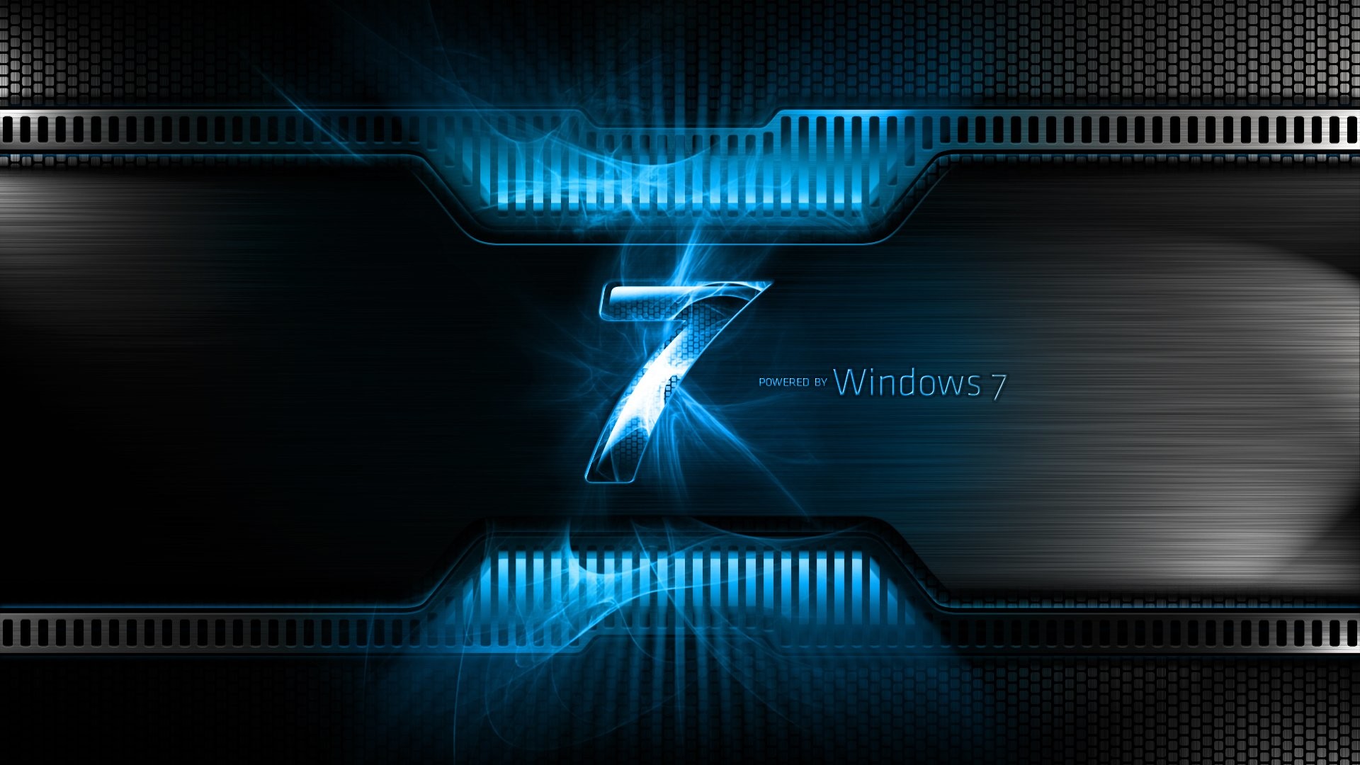 Windows 7, Logo Windows 7, Metallo, Blu, 1920x1080, sfondo per PC