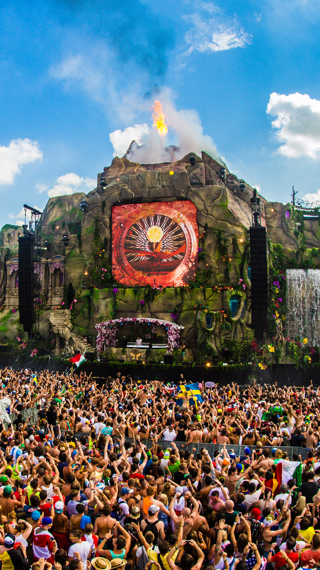 Tomorrowland, Festival, Folla, Palco, schermata di blocco iPhone 4S
