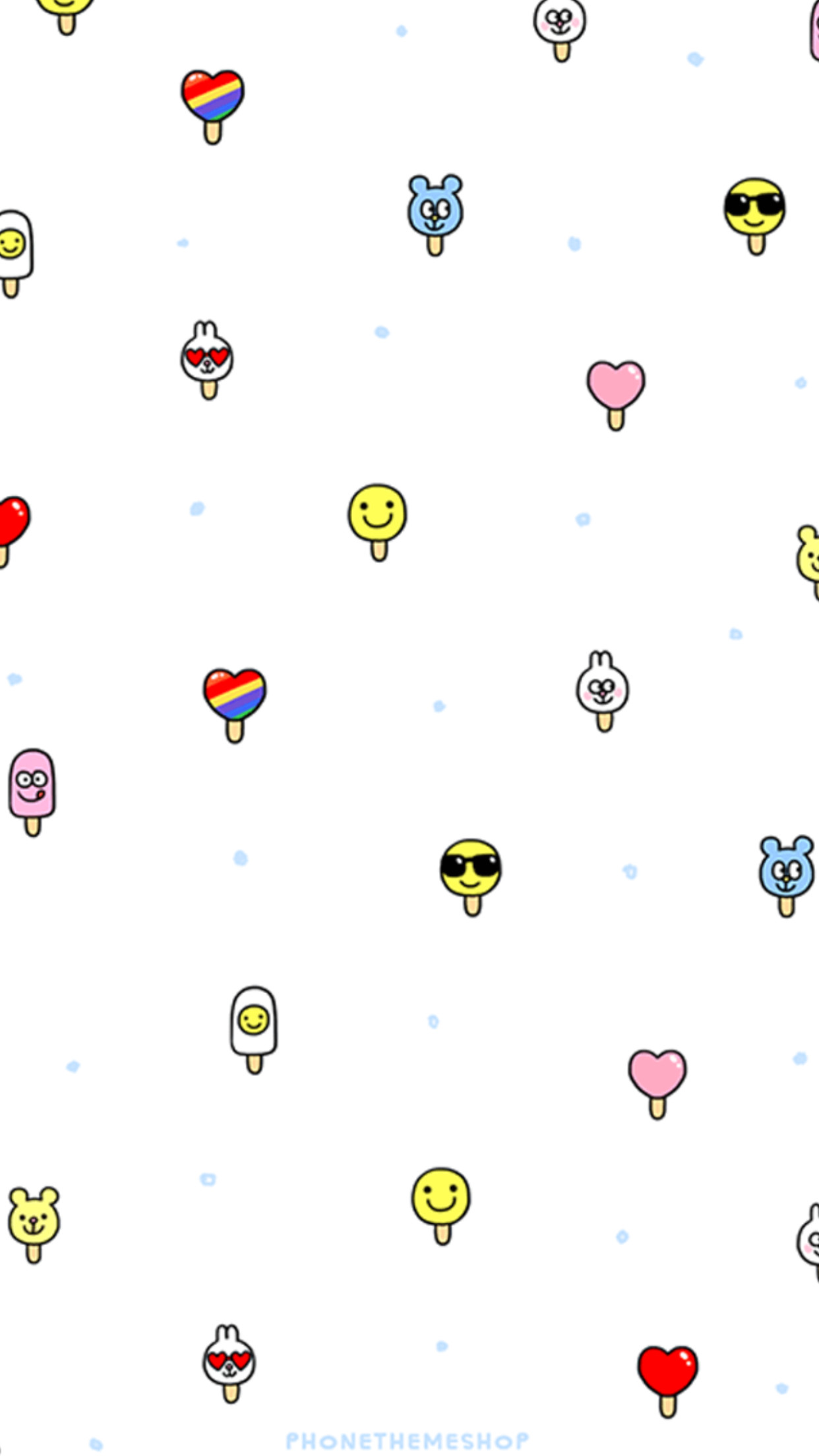 Gelati, Cuori, Emoji, Pattern, Sfondo bianco, wallpaper per iPhone e Android