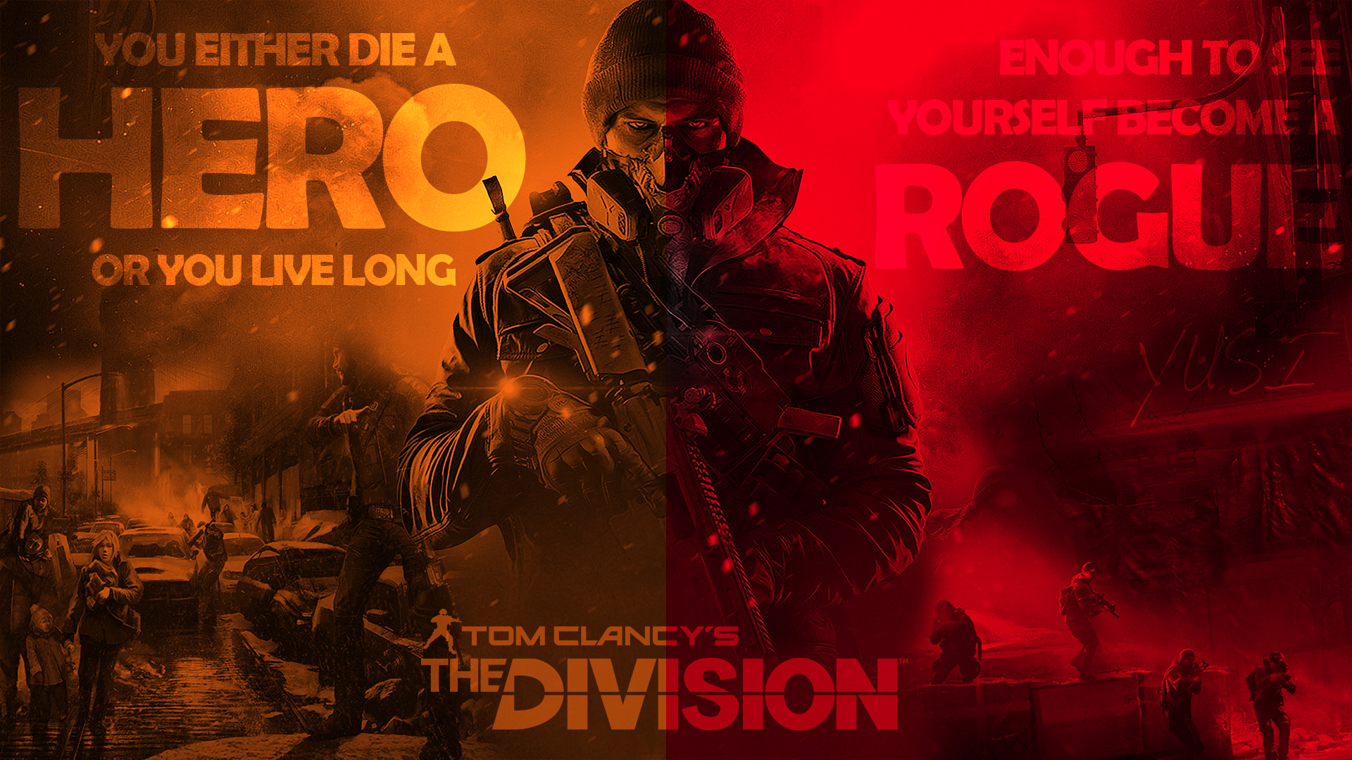 Tom Clancy's The Division, Agente Rogue, Citazione, Rosso, 16:9 Full HD, sfondo widescreen