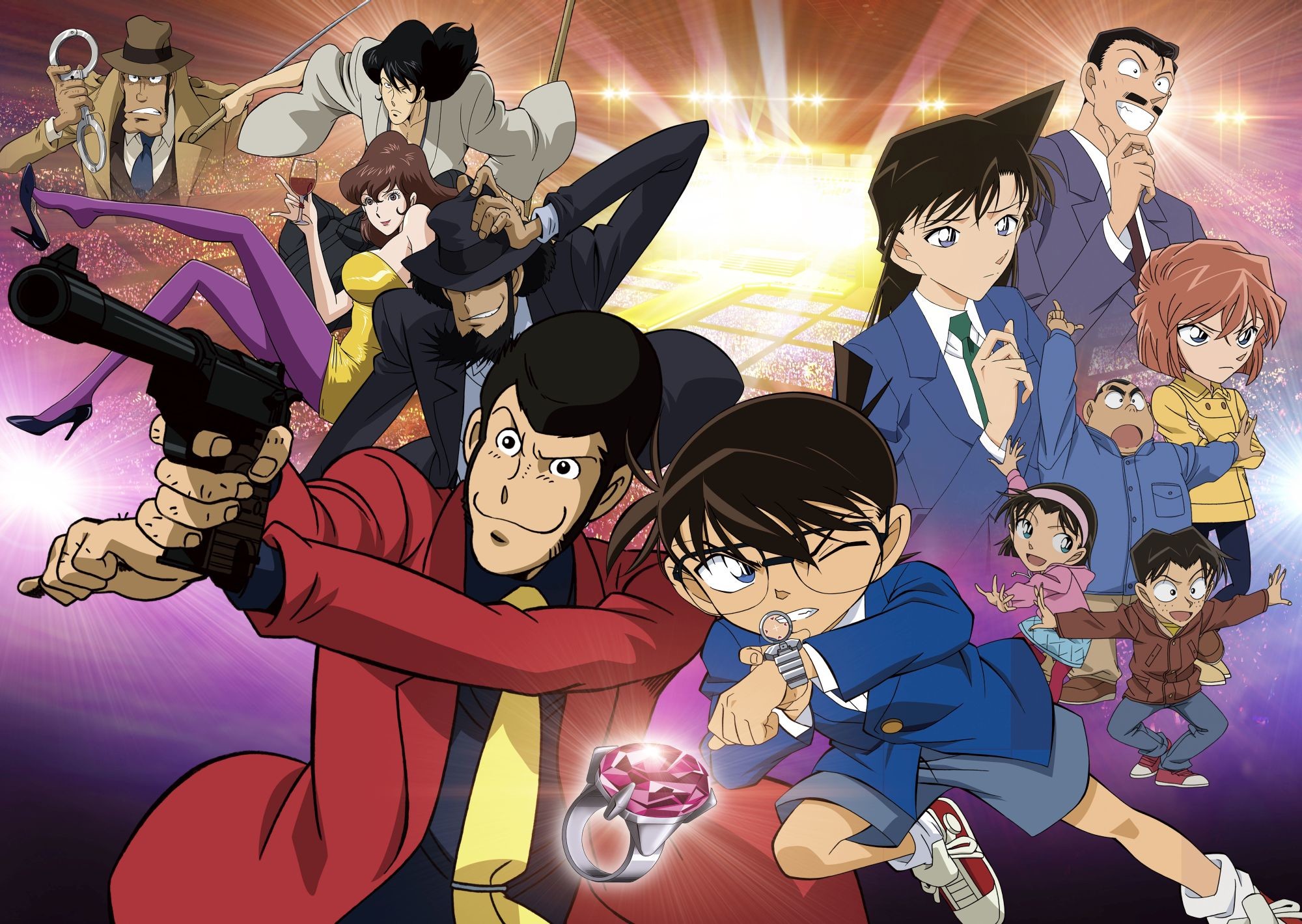 Lupin III vs Detective Conan, Lupin III, Conan Edogawa, Daisuke Jigen, Fujiko Mine, Anime, sfondo per PC