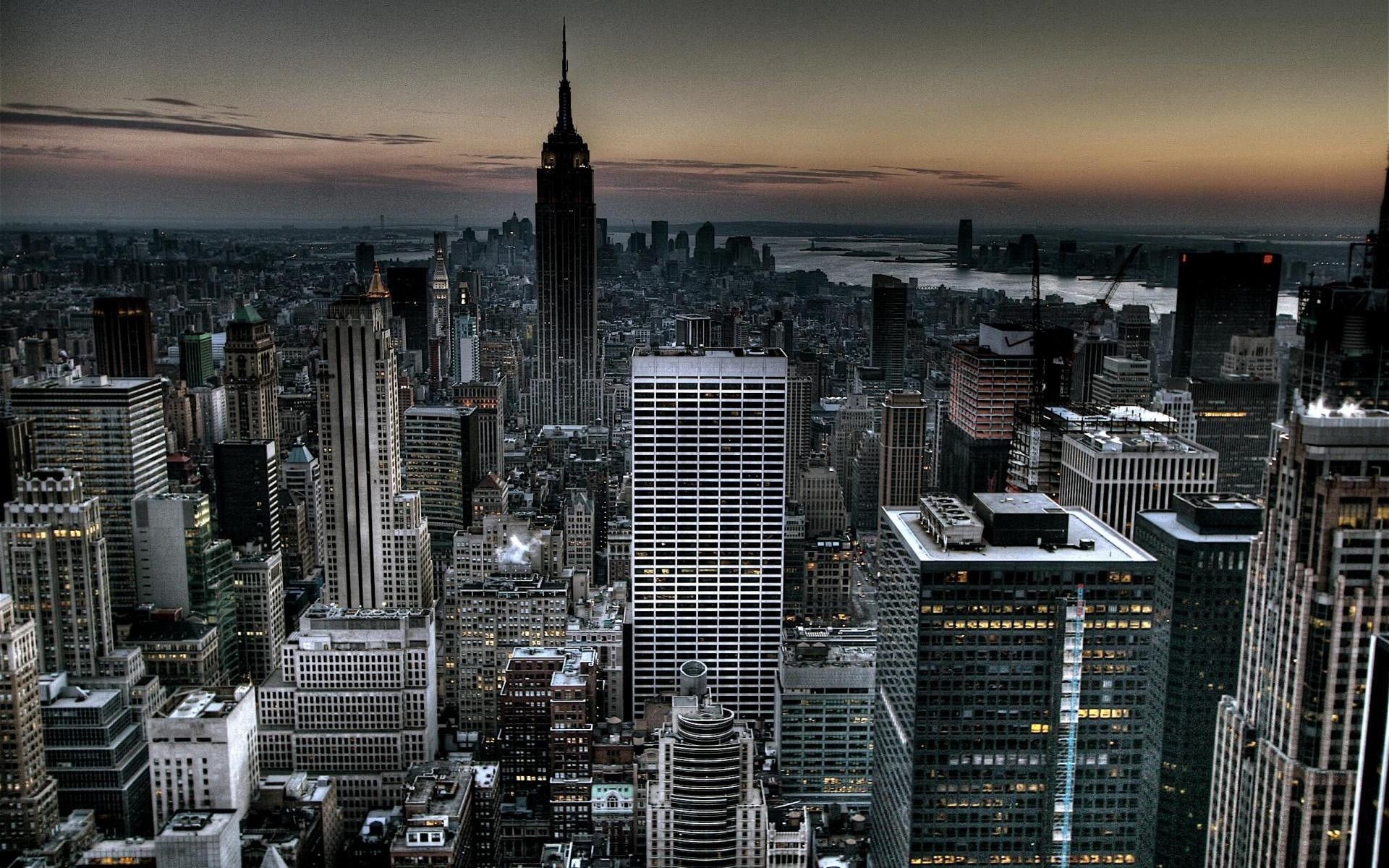 Empire State Building, Manhattan, New York, Bianco e nero, HDR, 16:10 Full HD, wallpaper widescreen