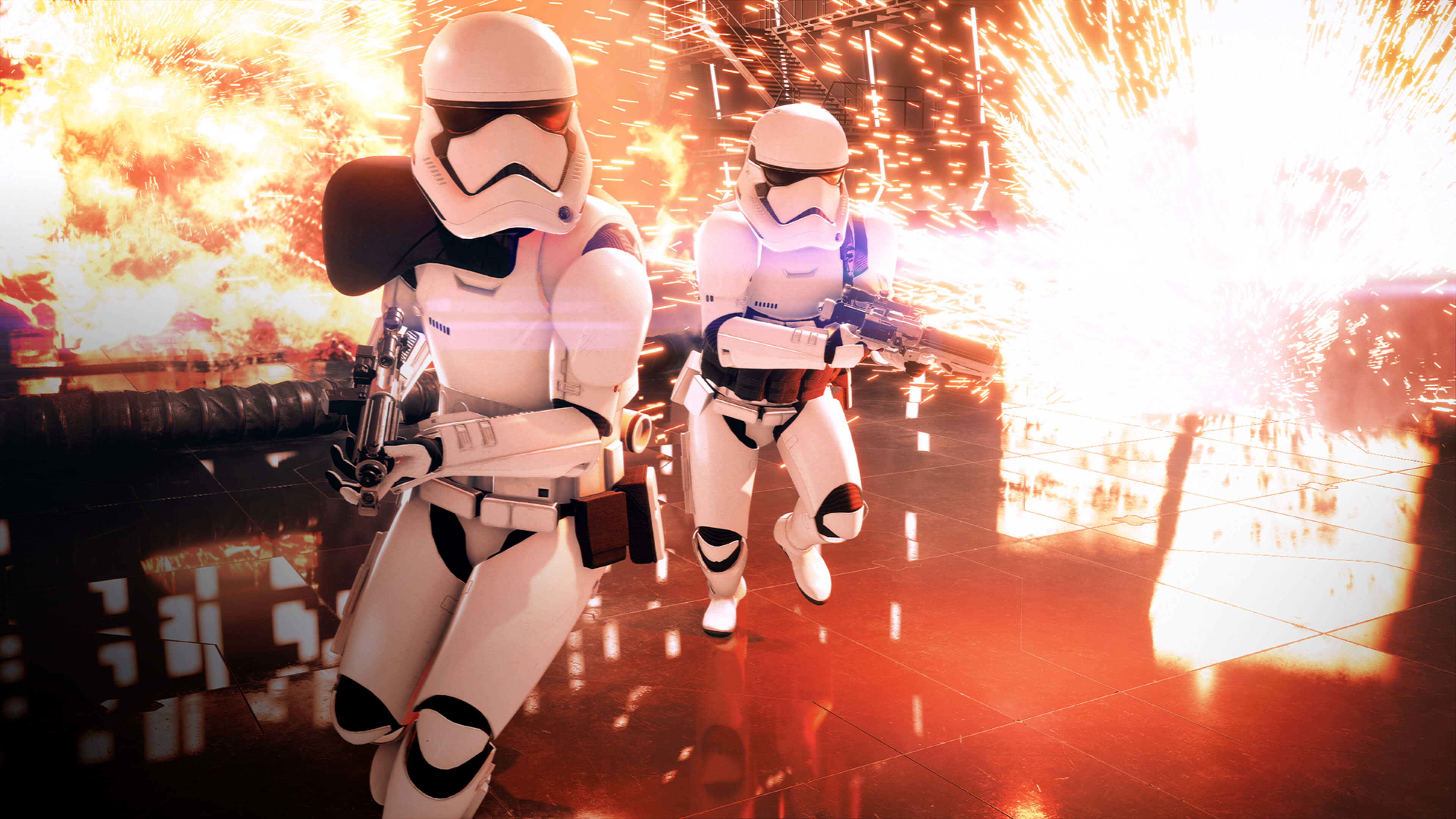 Star Wars Battlefront II, Stormtrooper del Primo Ordine, Esplosione, Starkiller Base, sfondo Ultra HD