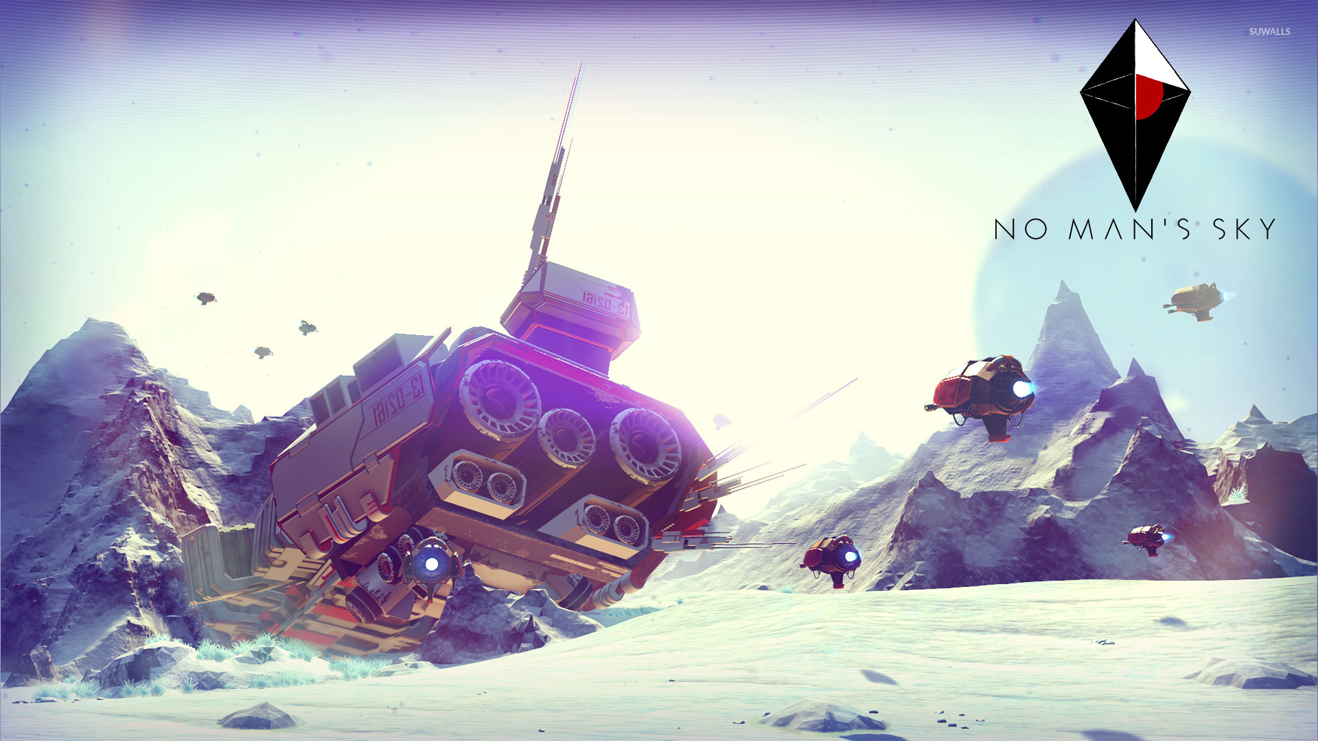 No Man's Sky, Astronave da carico, Neve, Montagne, Full HD, sfondo per PC e portatile
