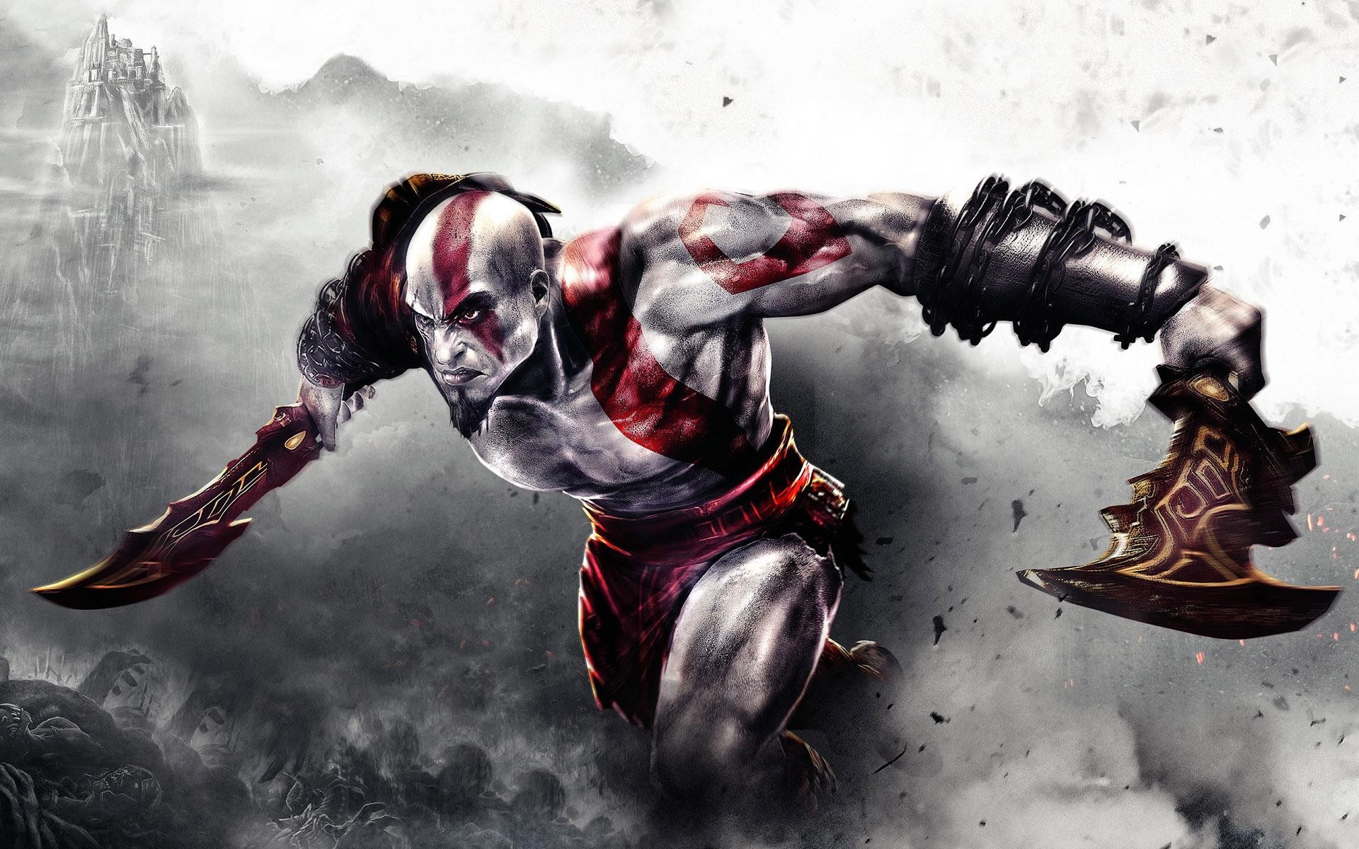 Kratos, God of War, Lame del Caos, Videogioco, Full HD, sfondo per PC e portatile