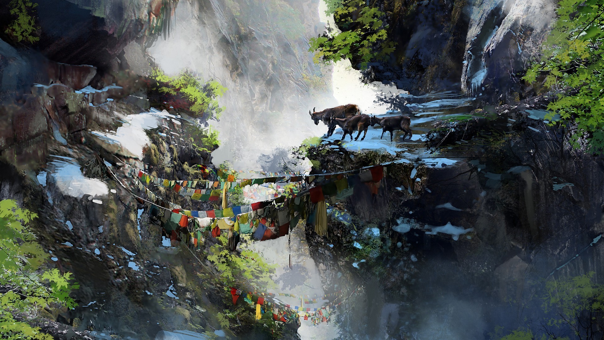 Far Cry 4, Kyrat, Ponte, Cascata, Full HD, wallpaper per computer