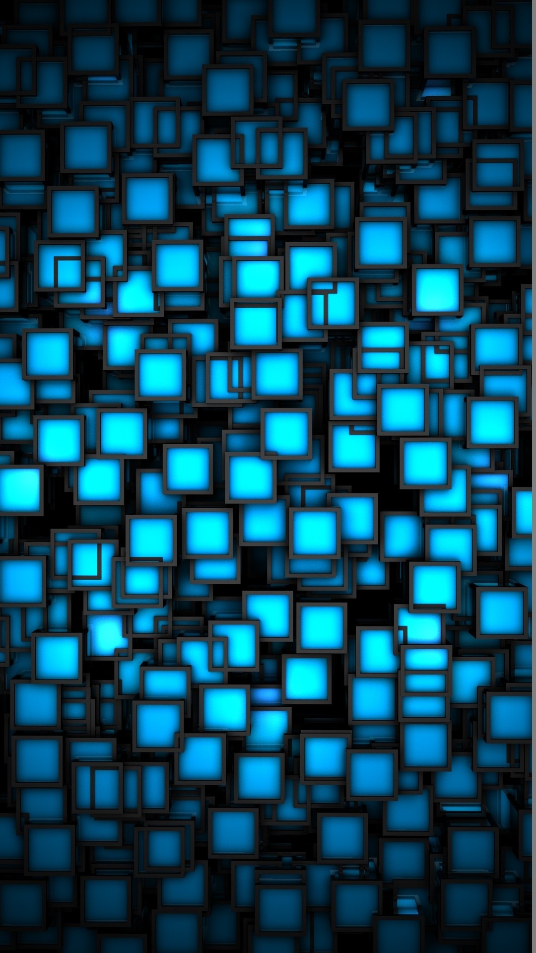 Cubi, Neon blu, Astratto, sfondo Full HD per cellulare
