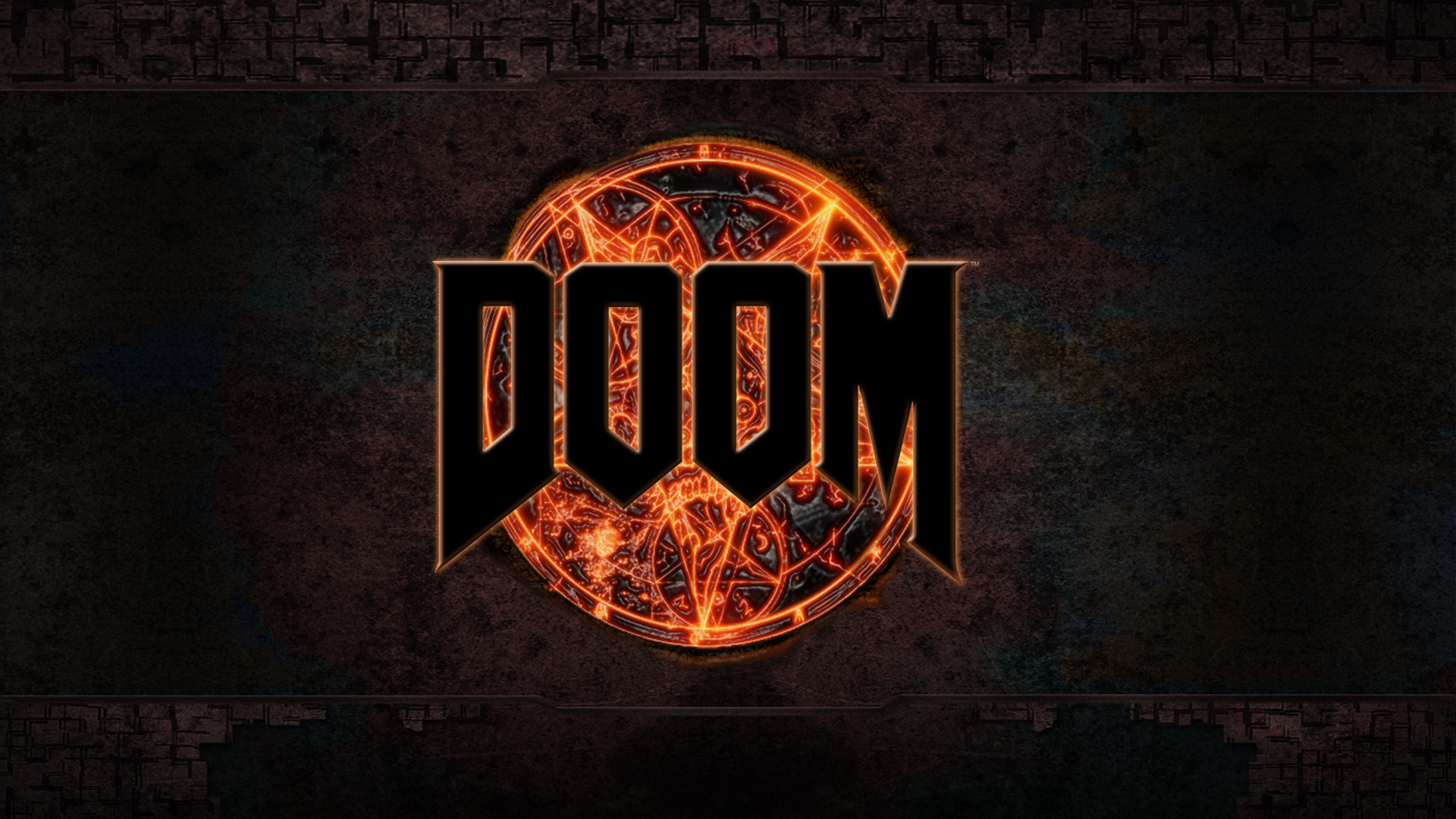 Doom, Logo, Pentagramma, Sfondo scuro, Full HD, wallpaper desktop