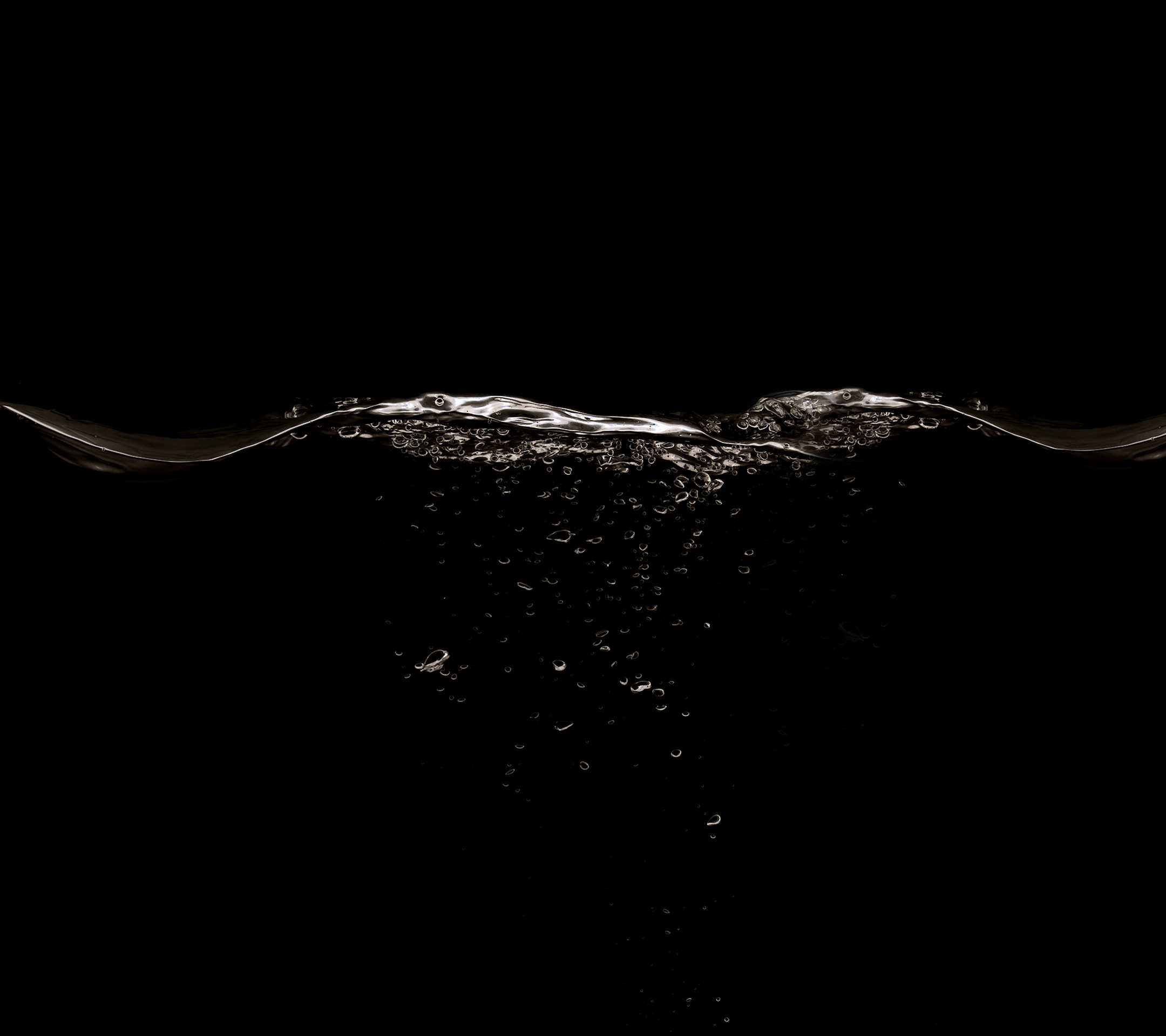 Superficie dell'acqua, Bolle, Sfondo nero, Minimalista, wallpaper LG G2