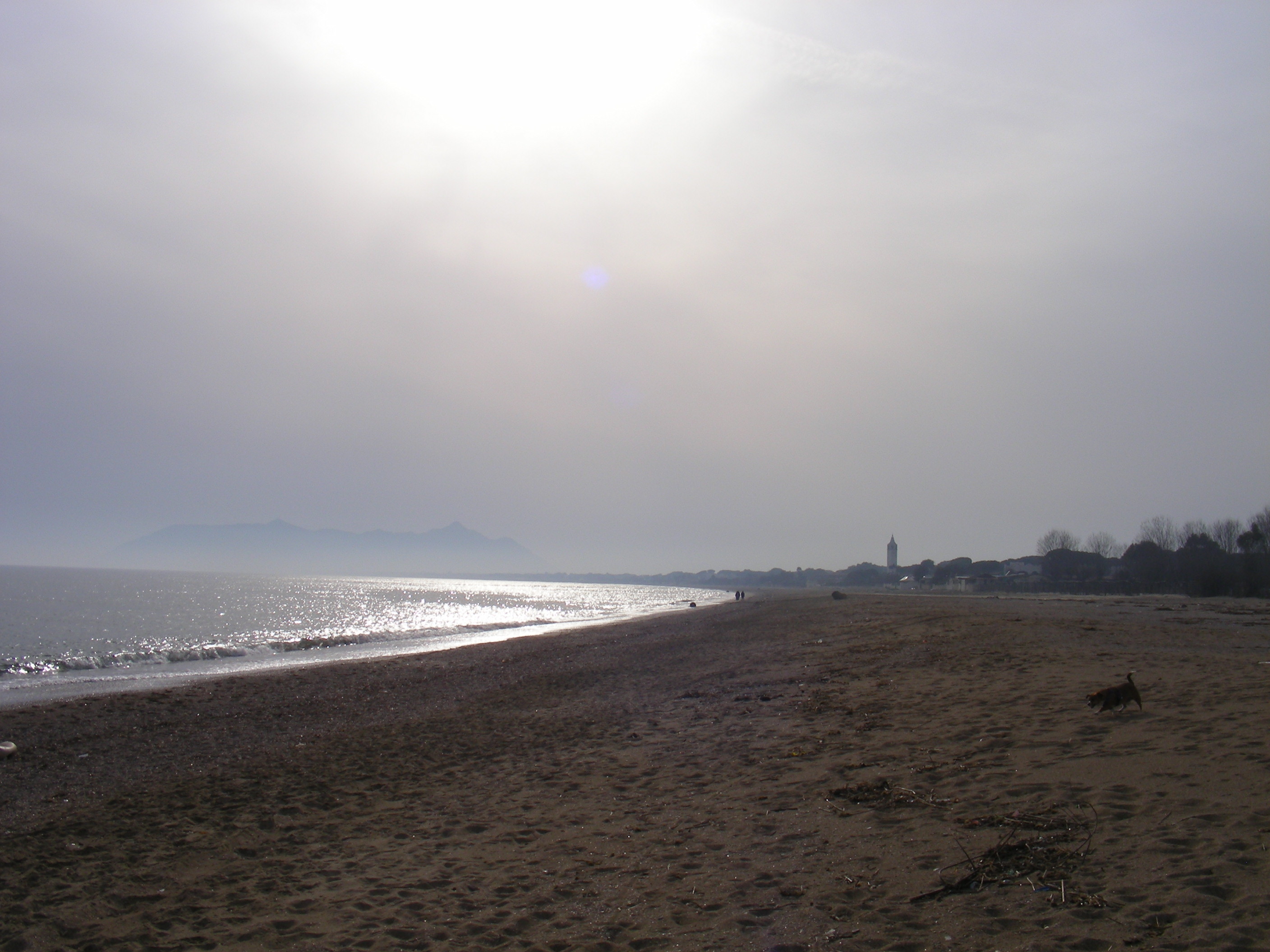 Spiaggia, Foschia, Cielo grigio, Malinconia, 2K, wallpaper per tablet