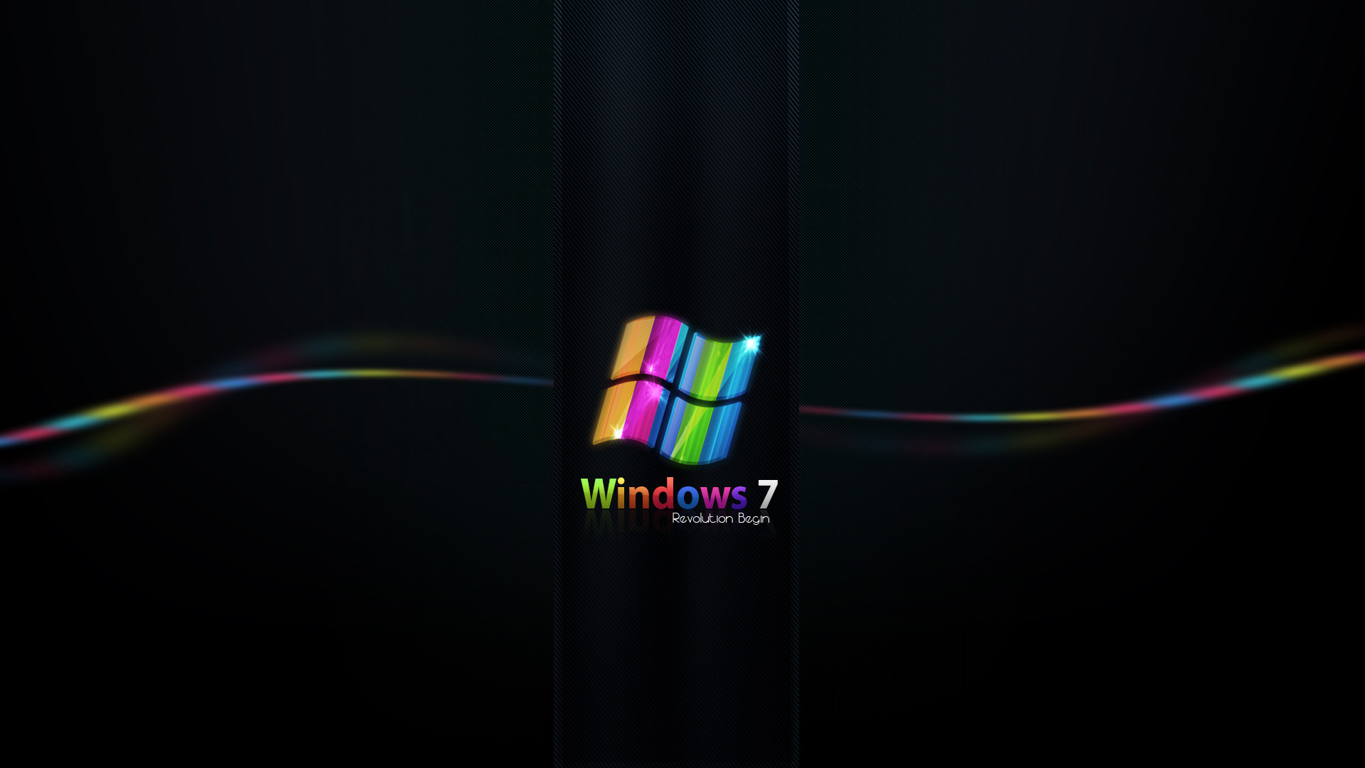 Windows 7, Logo Windows, Arcobaleno, Sfondo nero, Full HD, wallpaper per PC
