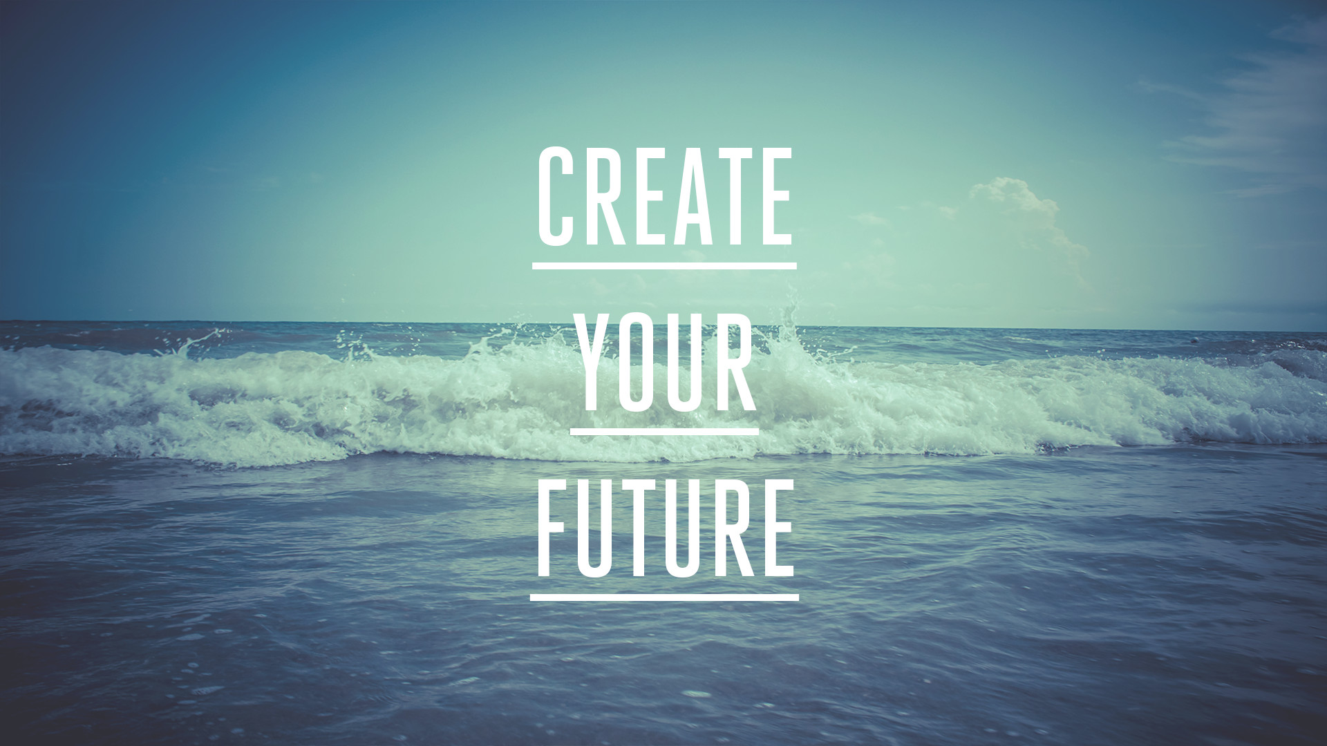 Create your future, Citazione, Mare, Onde, Tipografia, Full HD, sfondo desktop