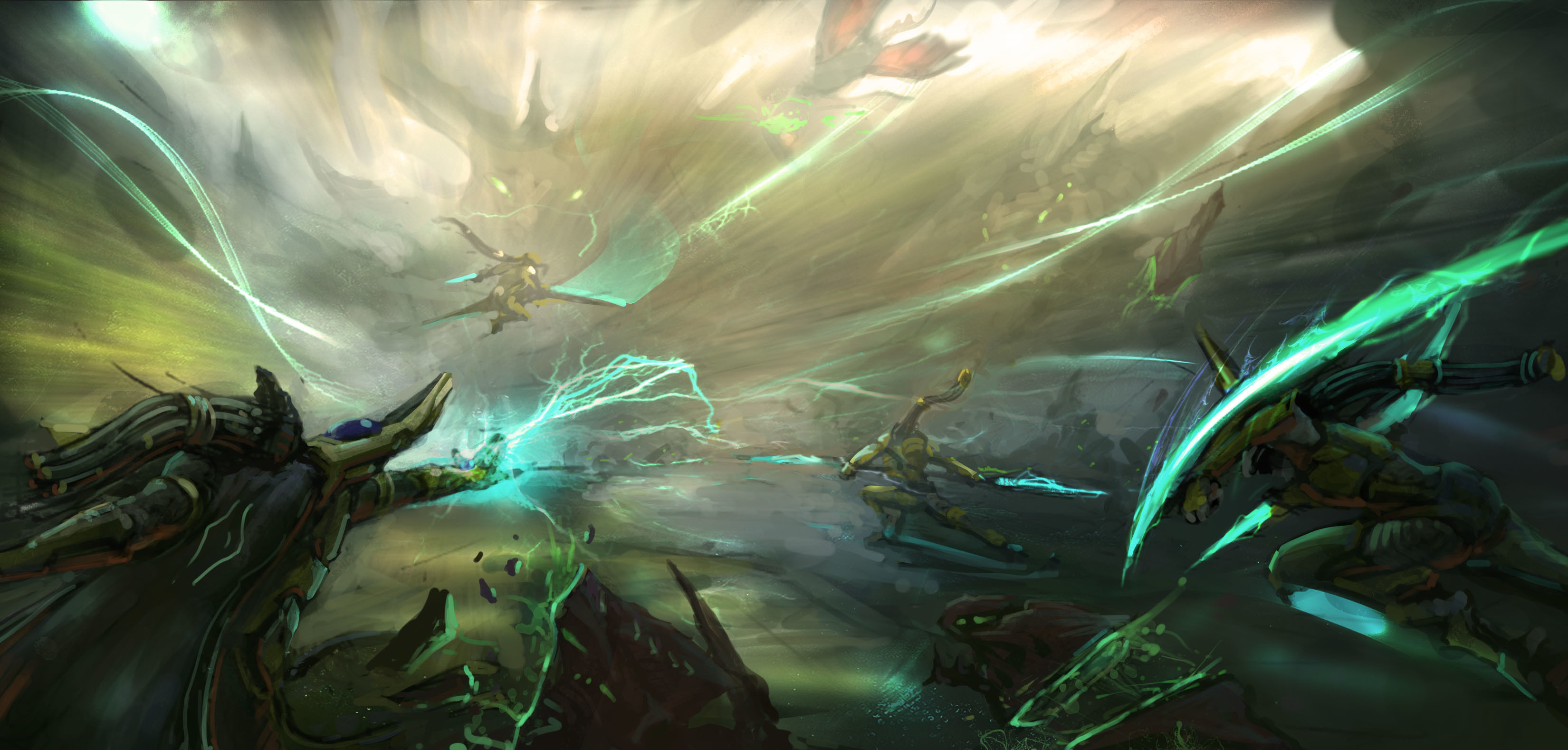 StarCraft II, Protoss, Battaglia, Fantasy art, 2K, sfondo per portatile