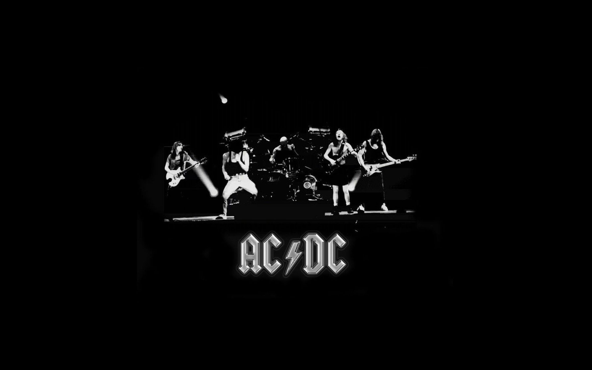 AC/DC, Concerto, Silhouette, Sfondo nero, Full HD, wallpaper per portatile
