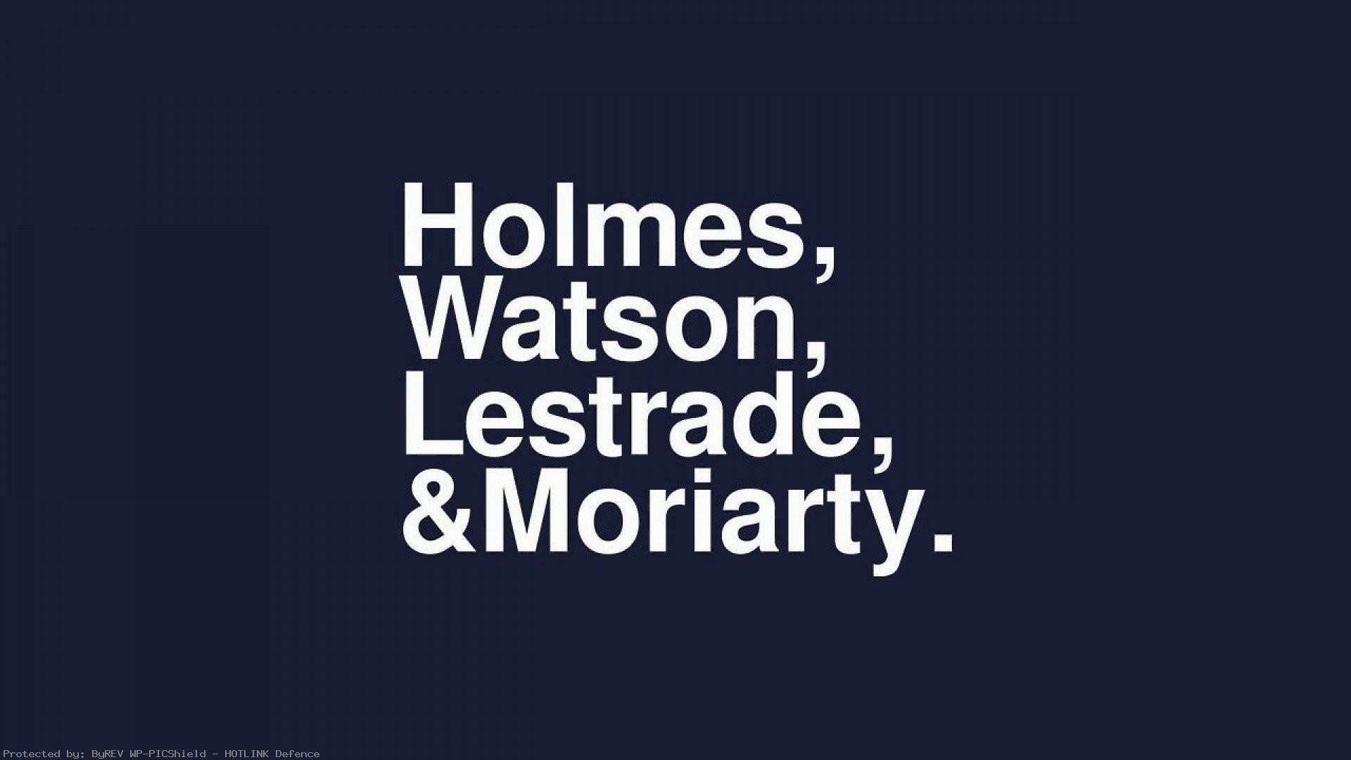 Sherlock, Holmes, Watson, Lestrade, Moriarty, Tipografia, Blu scuro, sfondo widescreen Full HD