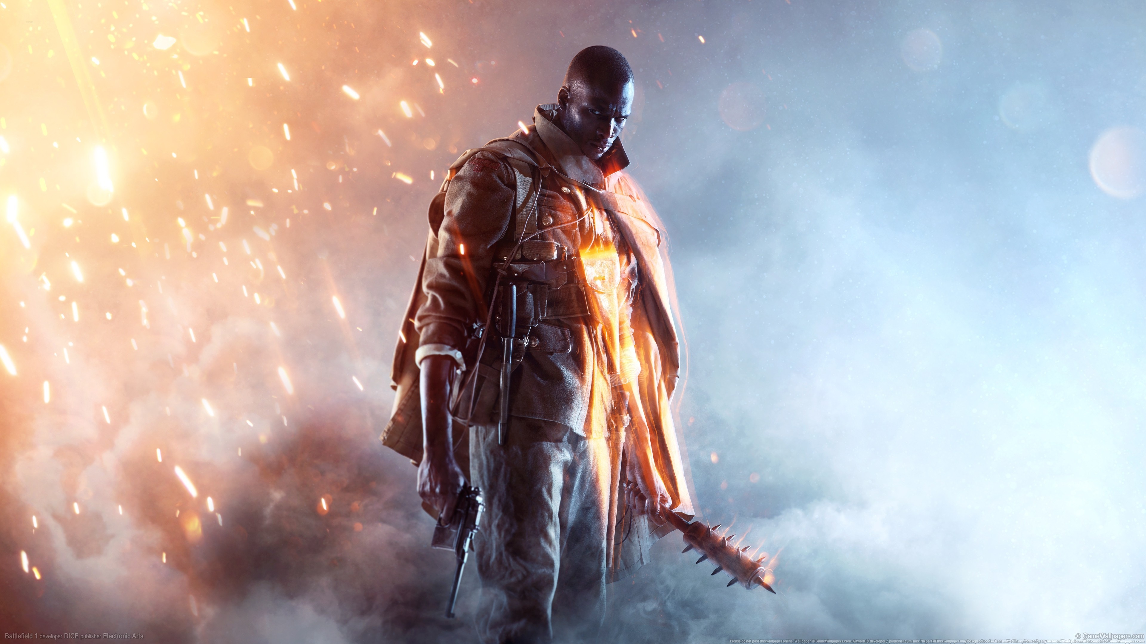 Battlefield 1, Soldato, Fumo, Scintille, 4K, sfondo Windows 11