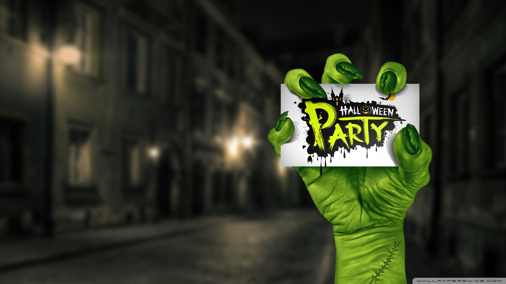 Halloween Party, Mano di zombie, Strada, Notte, Full HD, sfondo per PC