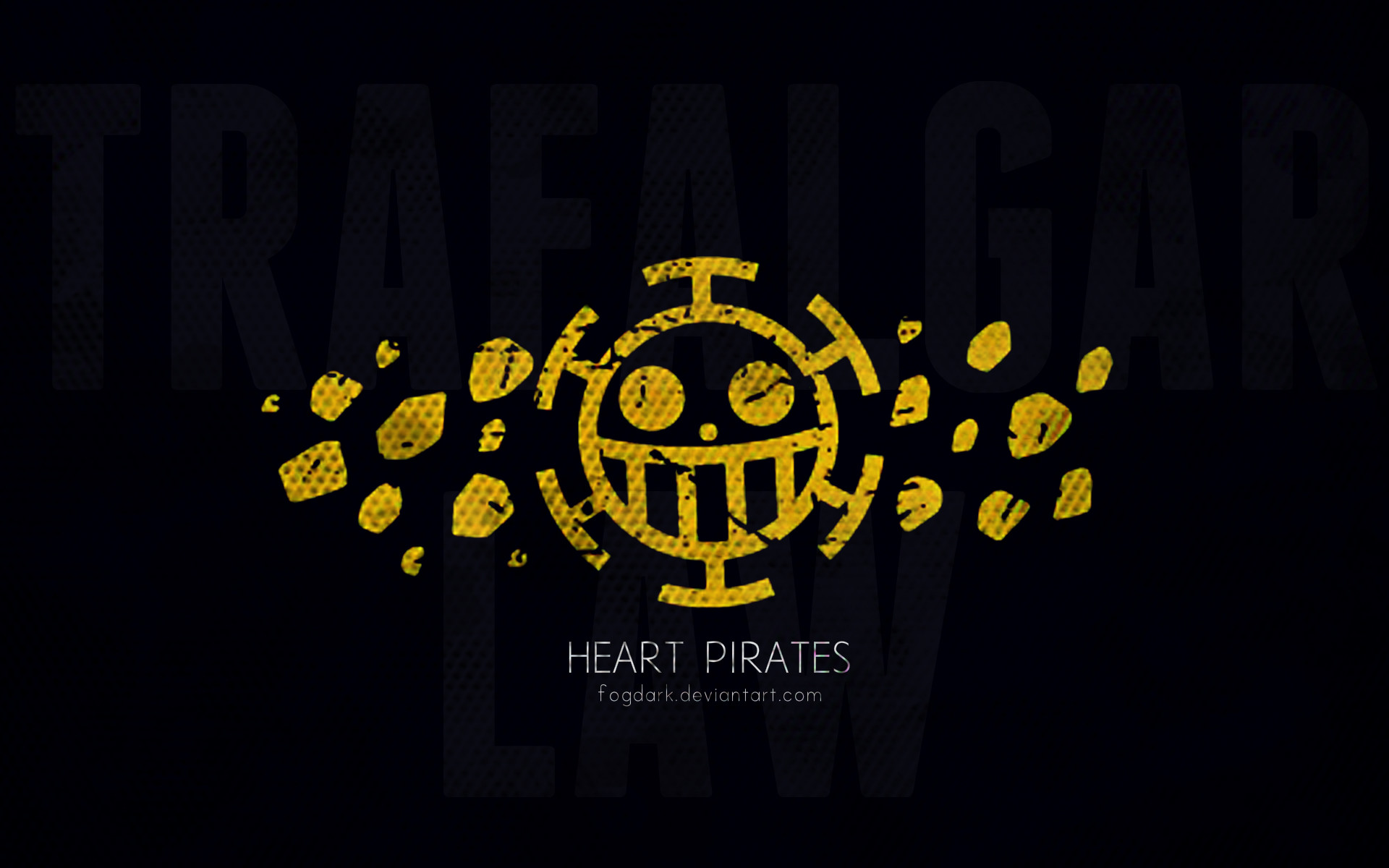 Jolly Roger dei Pirati Heart, Heart Pirates, Oro, Sfondo nero, 1920x1200, wallpaper desktop
