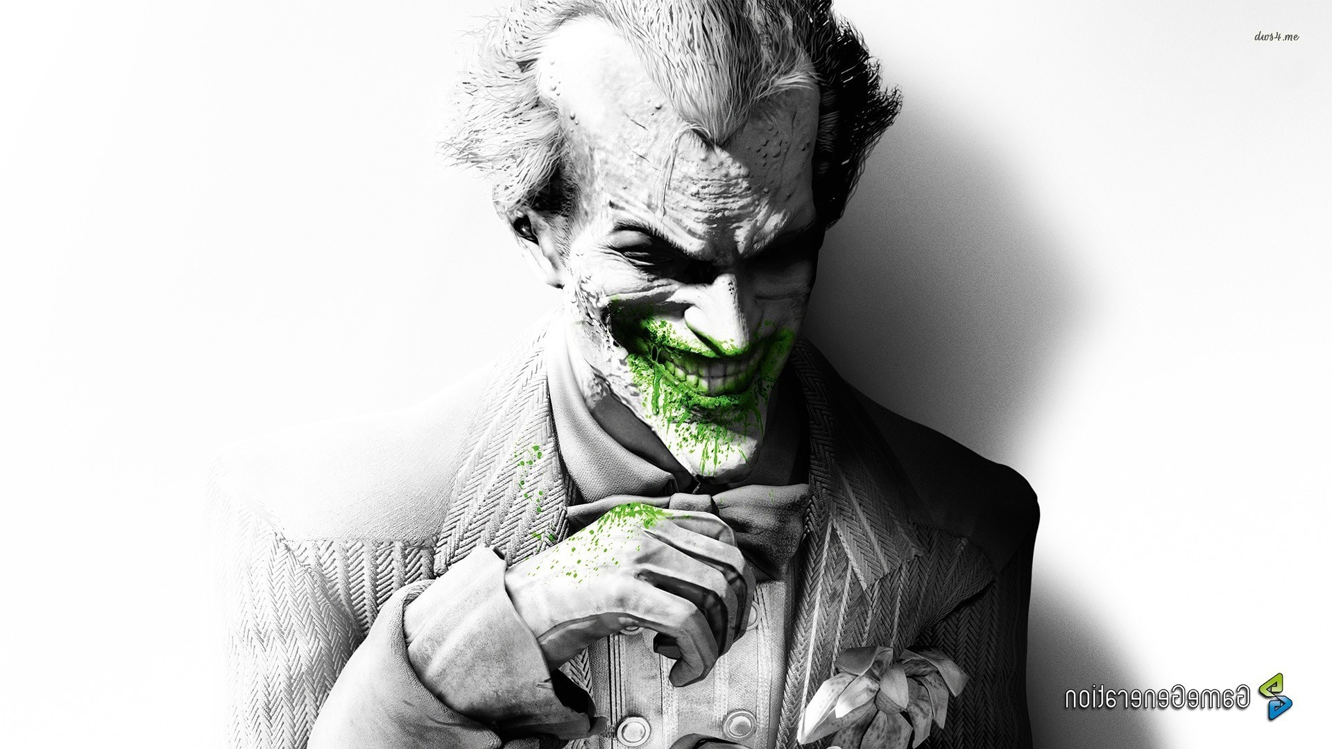 Joker, Batman: Arkham City, Bianco e nero, Verde, 1920x1080, sfondo per PC