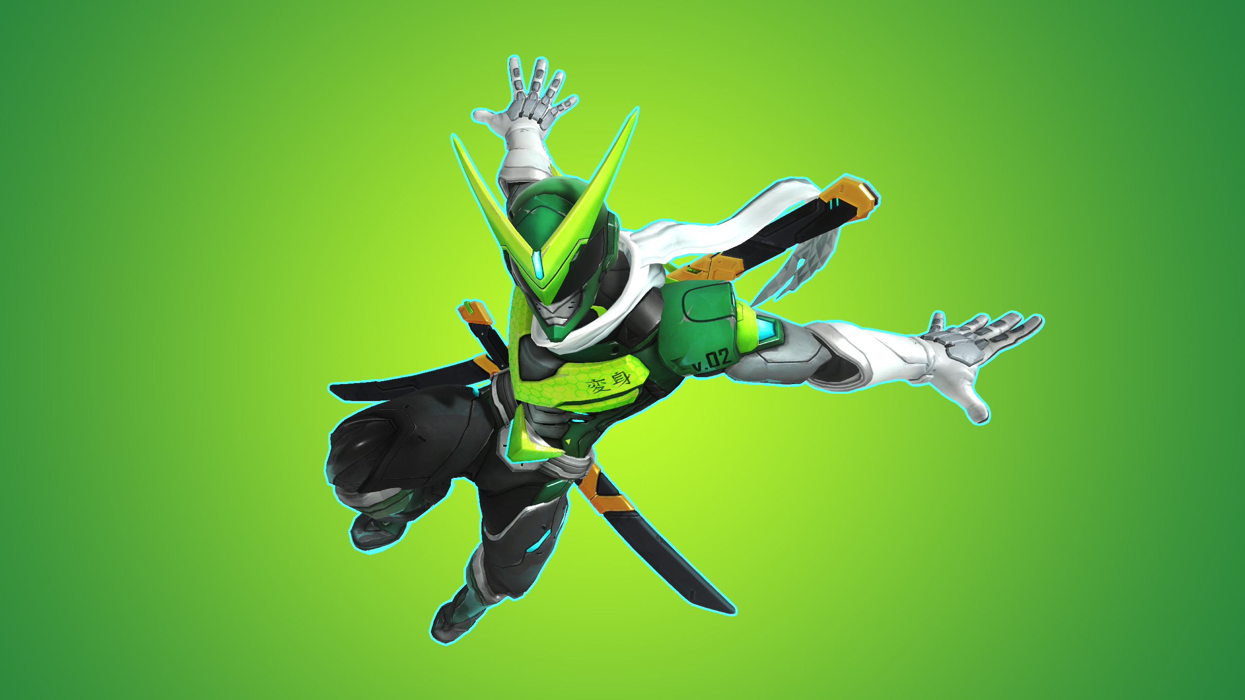Genji, Overwatch, Skin Sentai, Verde, 2K, wallpaper desktop