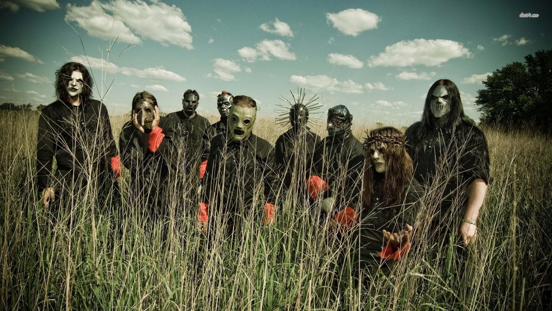 Slipknot, All Hope Is Gone, Campo d'erba, Foto di gruppo, Full HD, sfondo per portatile