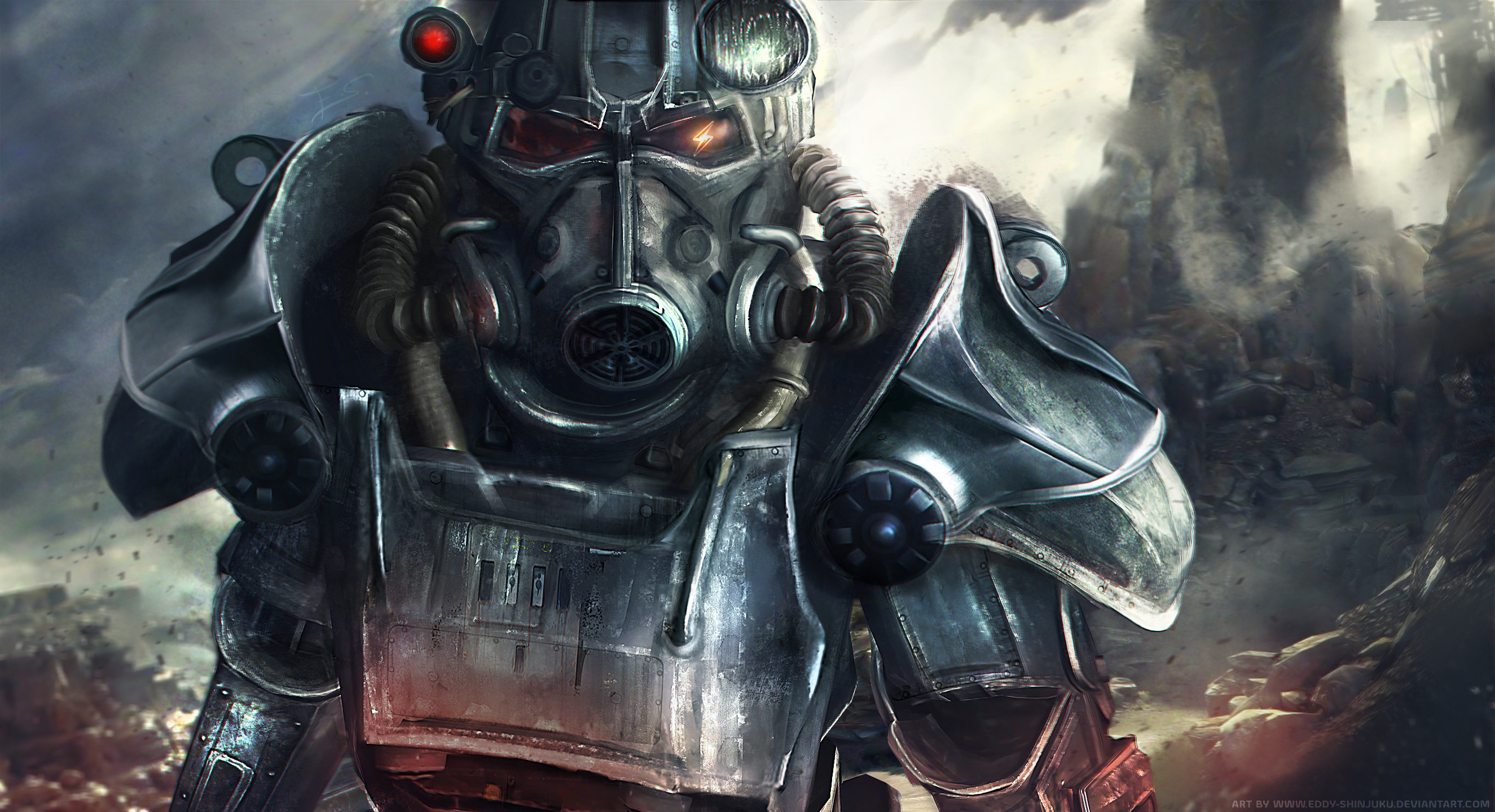 Fallout 4, Armatura atomica, Primo piano, Rovine, 2K, sfondo per PC