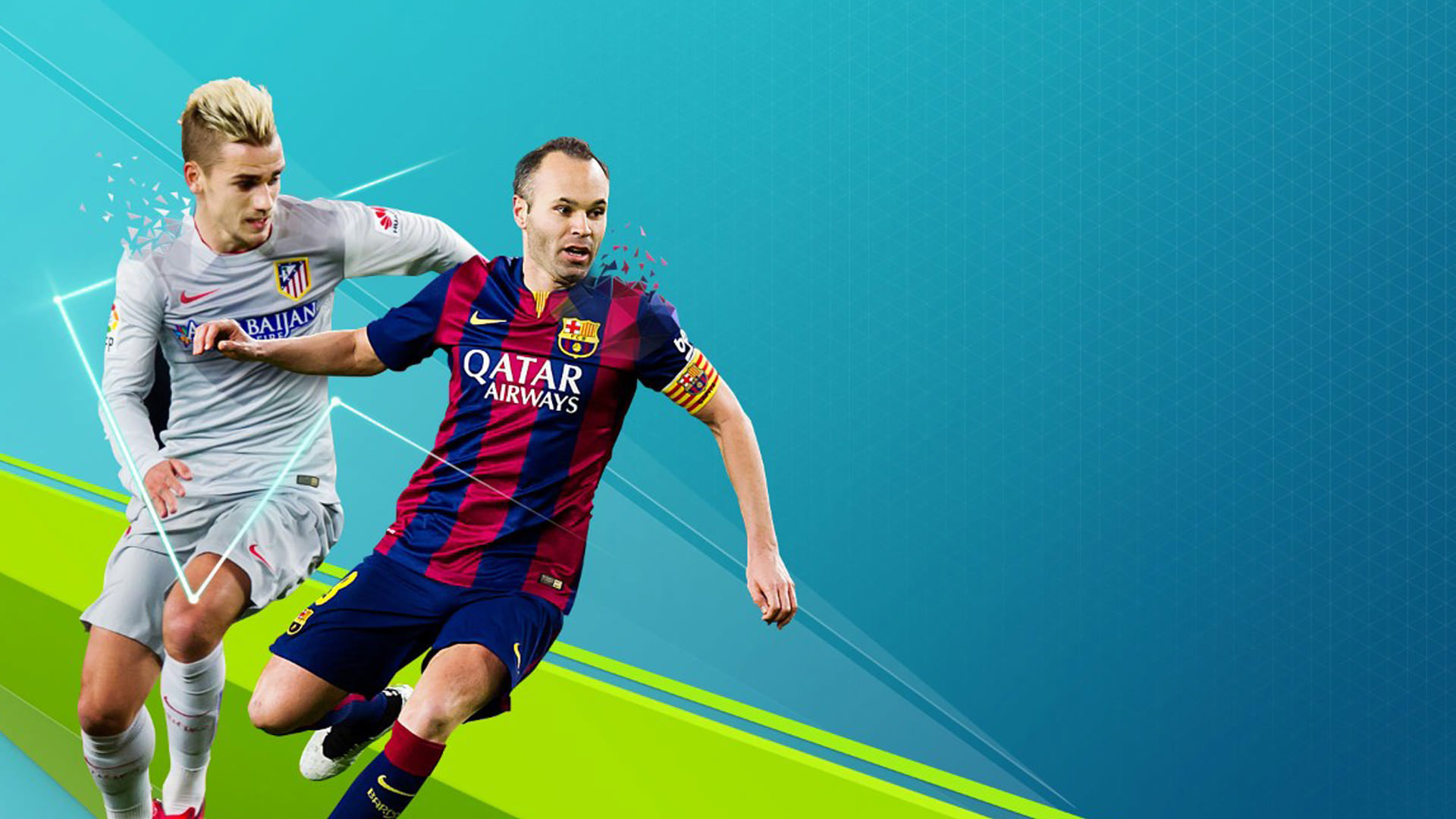 Antoine Griezmann, Andrés Iniesta, Atlético Madrid, FC Barcelona, FIFA 16, sfondo Full HD per PC