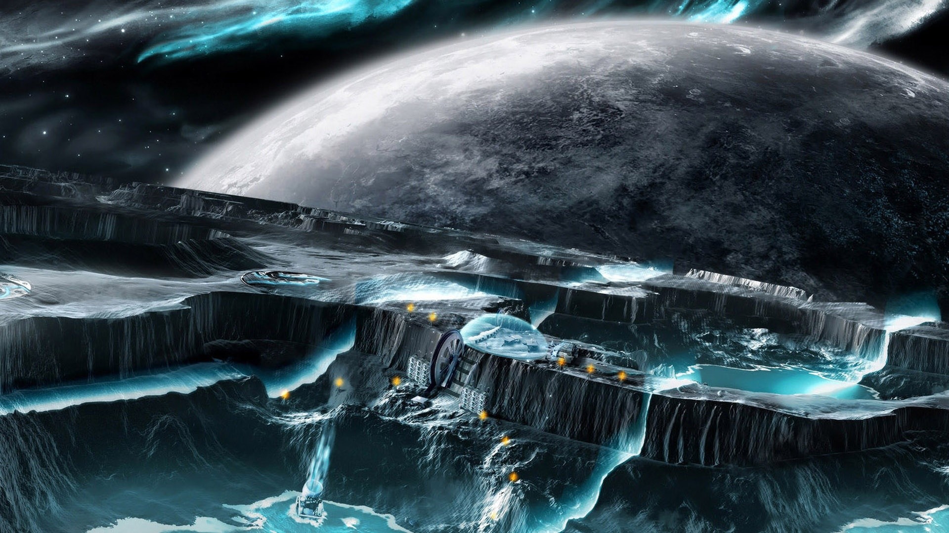 Pianeta, Paesaggio alieno, Fantascienza, Ghiaccio, 1920x1080, wallpaper desktop