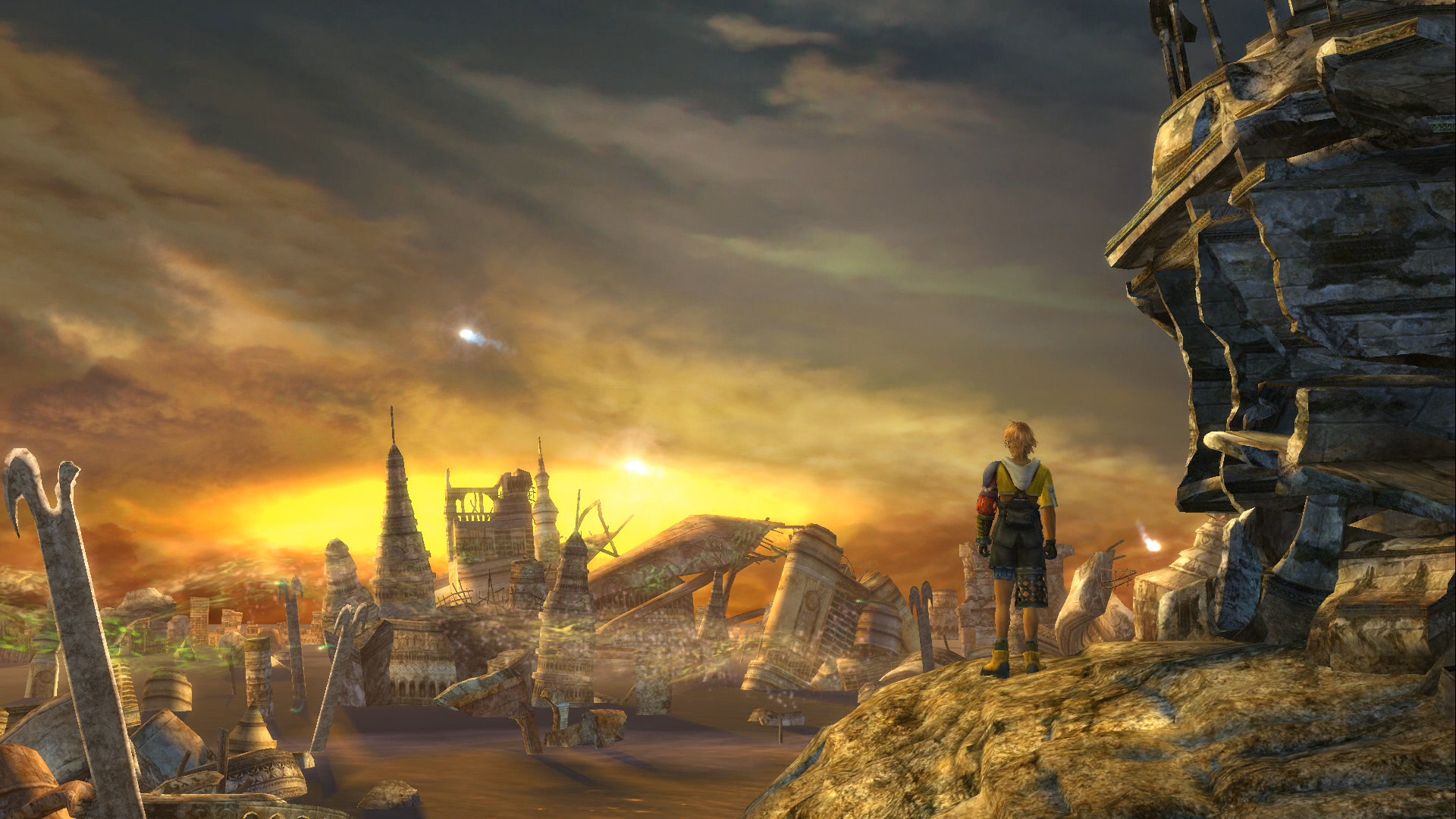 Tidus, Final Fantasy X, Zanarkand, Tramonto, Rovine, Full HD, sfondo desktop