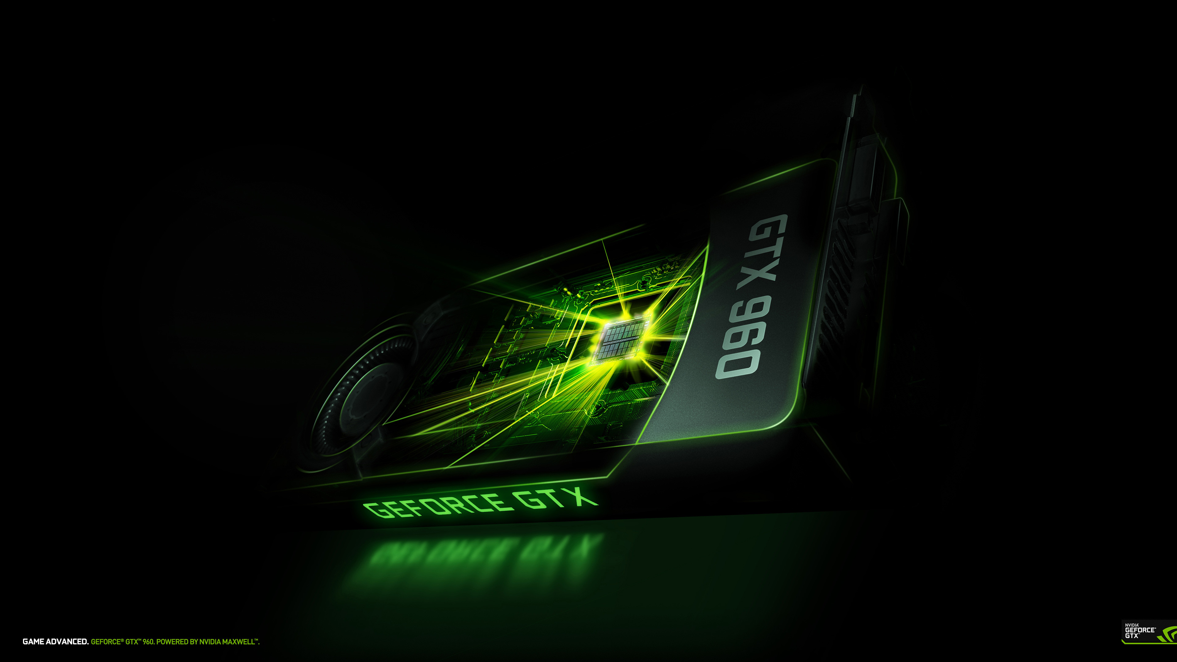 Nvidia GeForce GTX 980, Scheda video, GPU, Luce verde, Sfondo nero, 4K Ultra HD